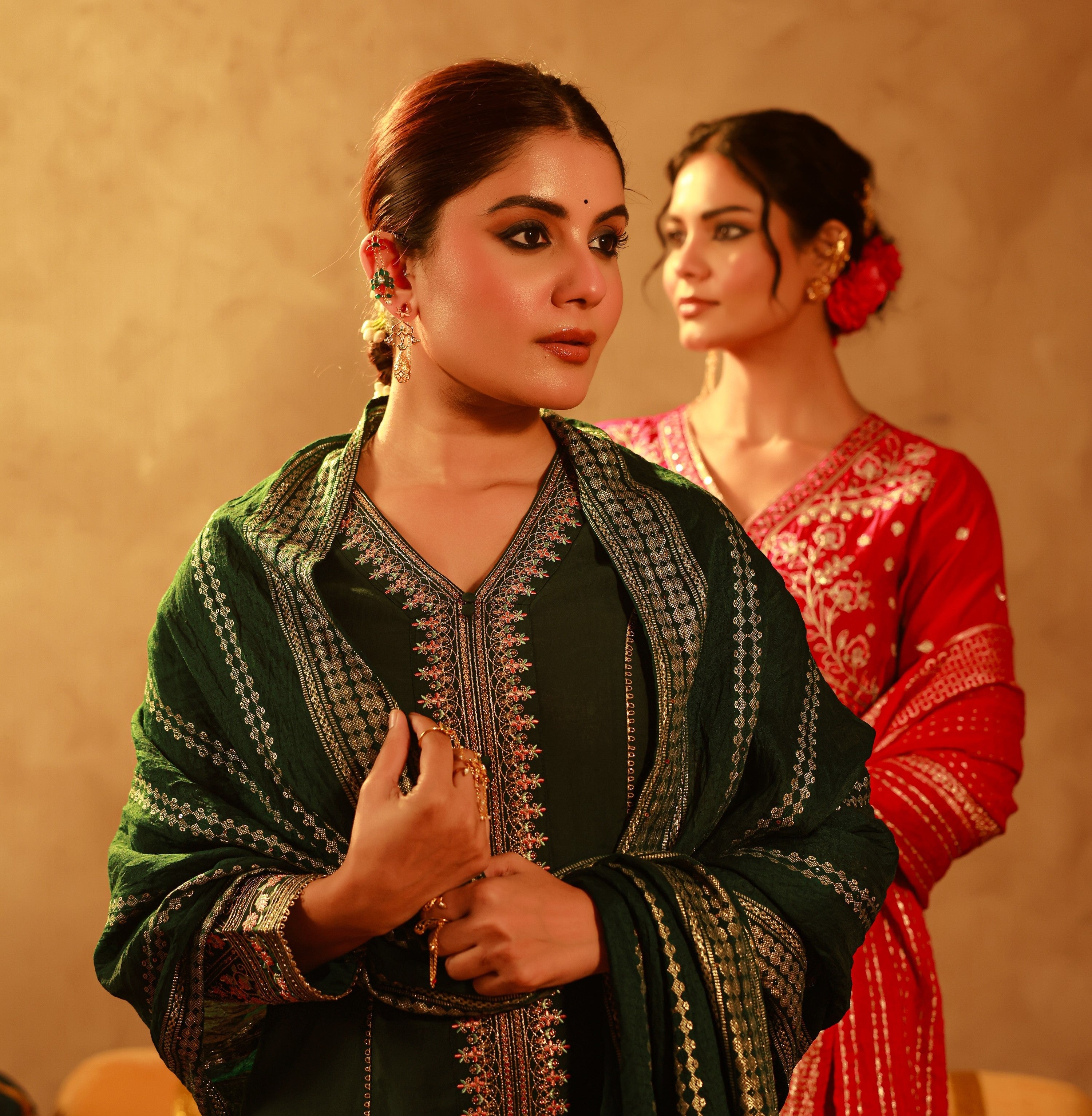 Wine Floral Printed Viscose Jumpsuit with Belt