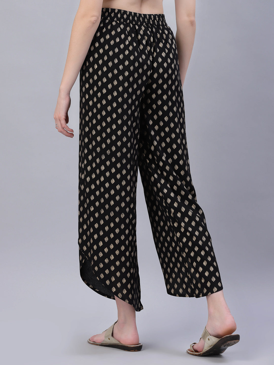 Juniper Women's Black LIVA Rayon Printed Dhoti Pants
