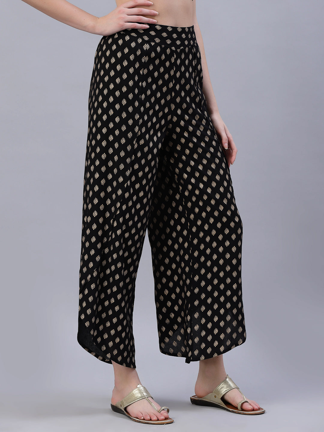 Juniper Women's Black LIVA Rayon Printed Dhoti Pants