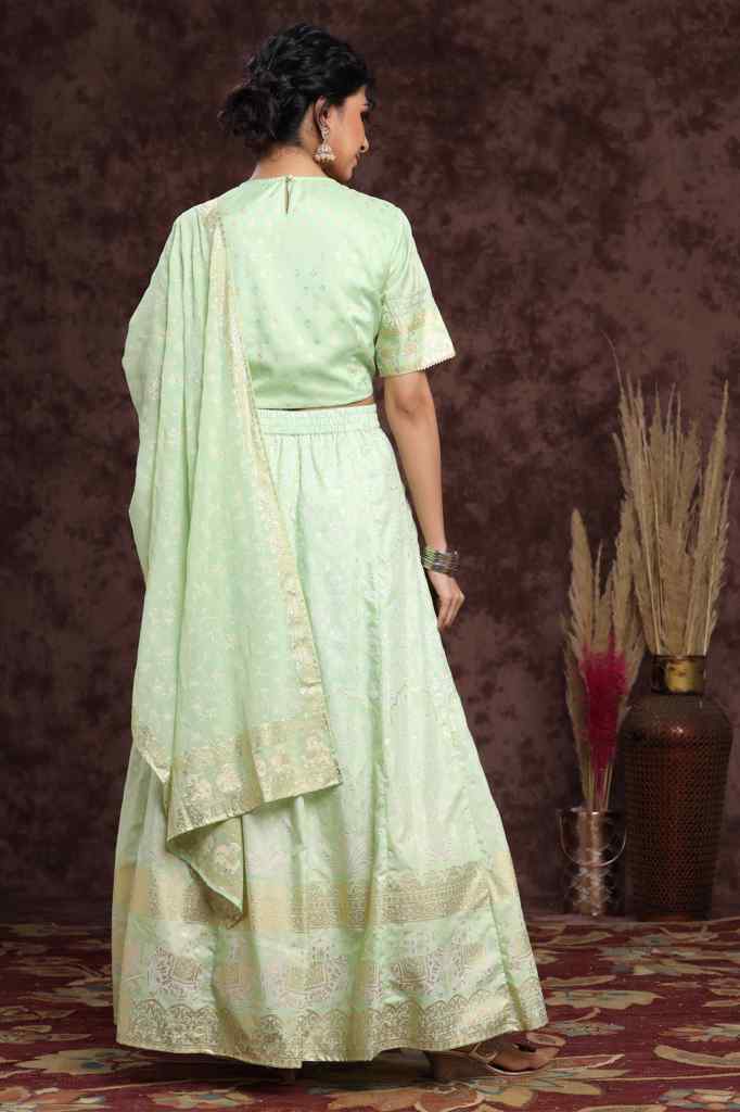 Juniper Mint Shantoon Embroidered Lehenga Choli Dupatta Set