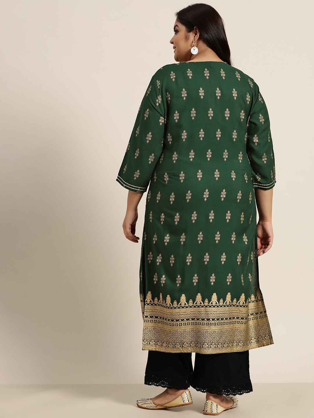 Juniper Women's Jadegreen LIVA Rayon Printed Straight Kurta