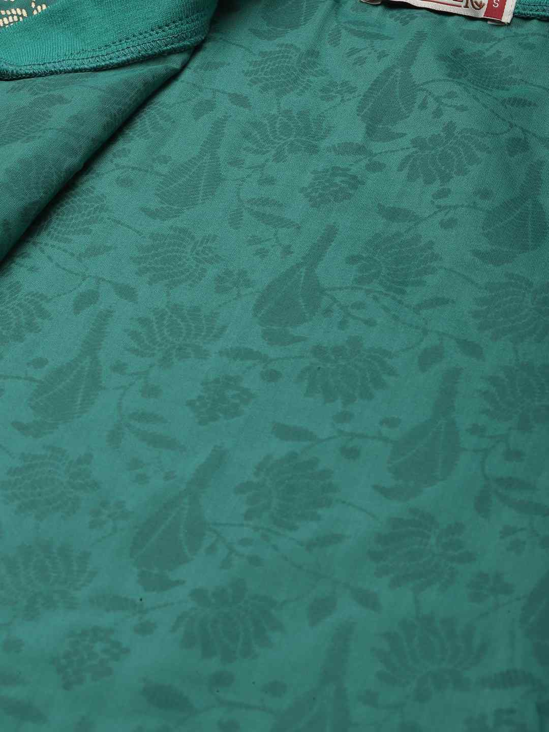 Juniper Teal Poly Crepe Printed Straight Bomber Jacket