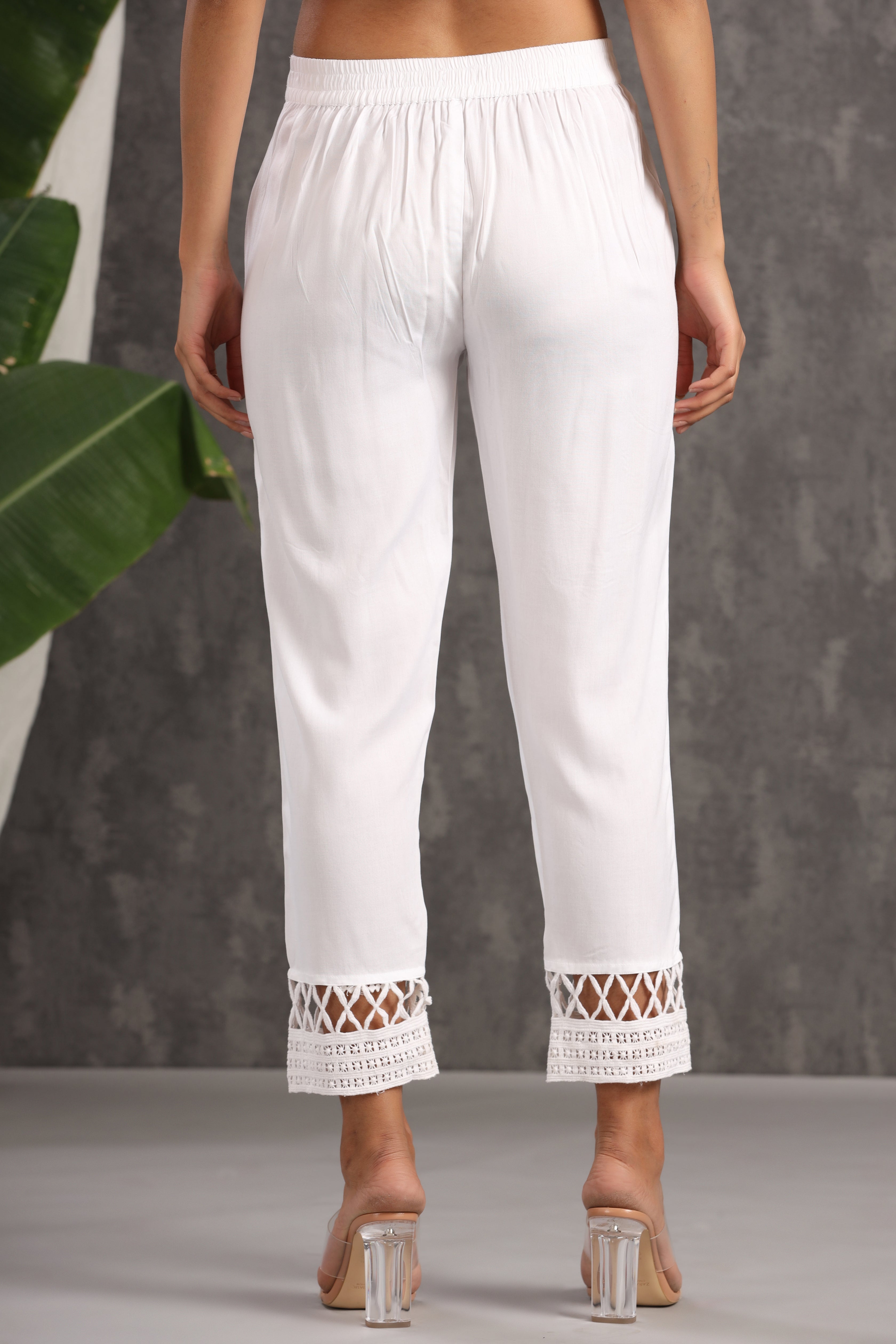 Juniper White LIVA Rayon Solid Straight Pants - Juniper Fashion