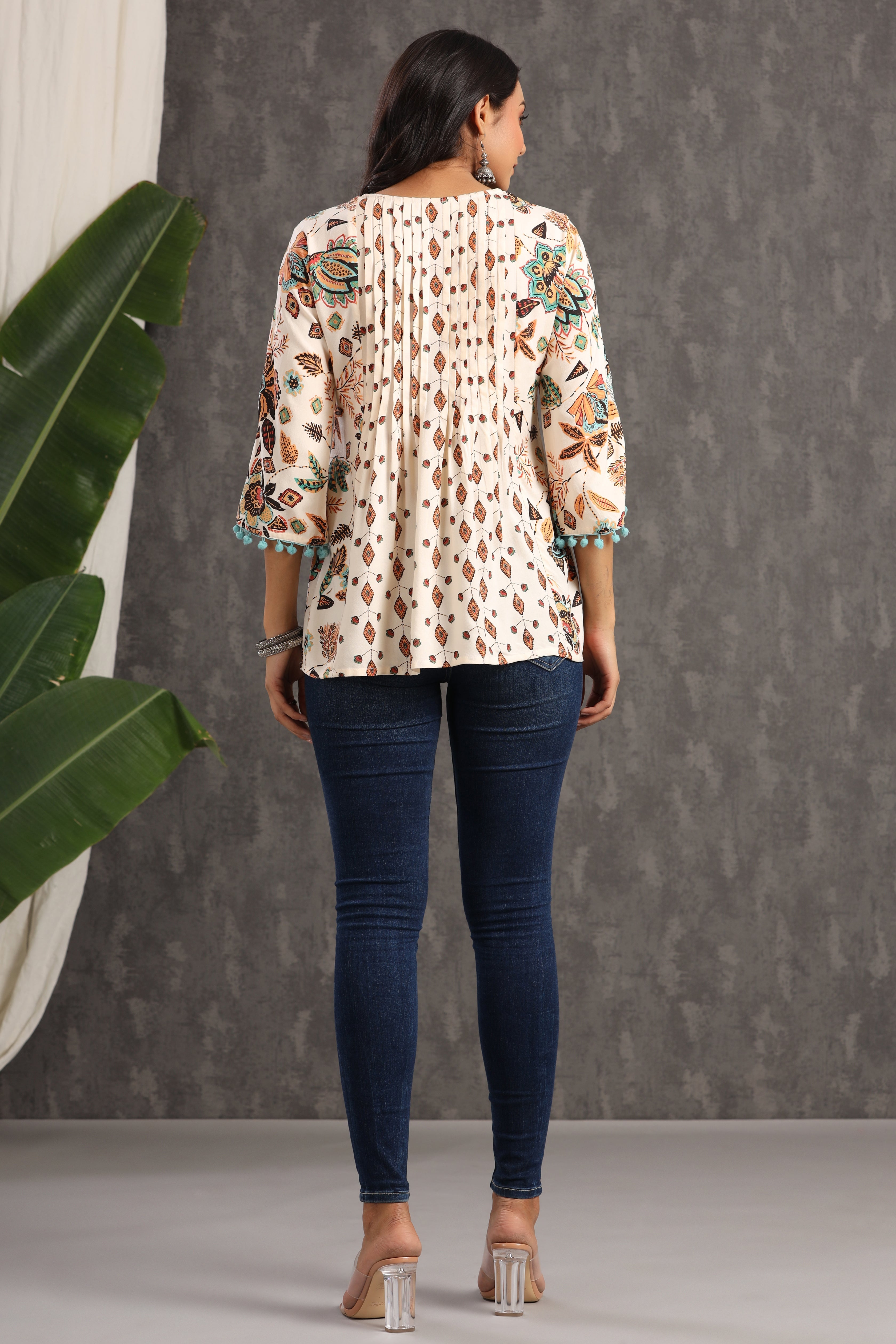 Juniper Ivory LIVA Rayon Printed Straight Tunic - Juniper Fashion