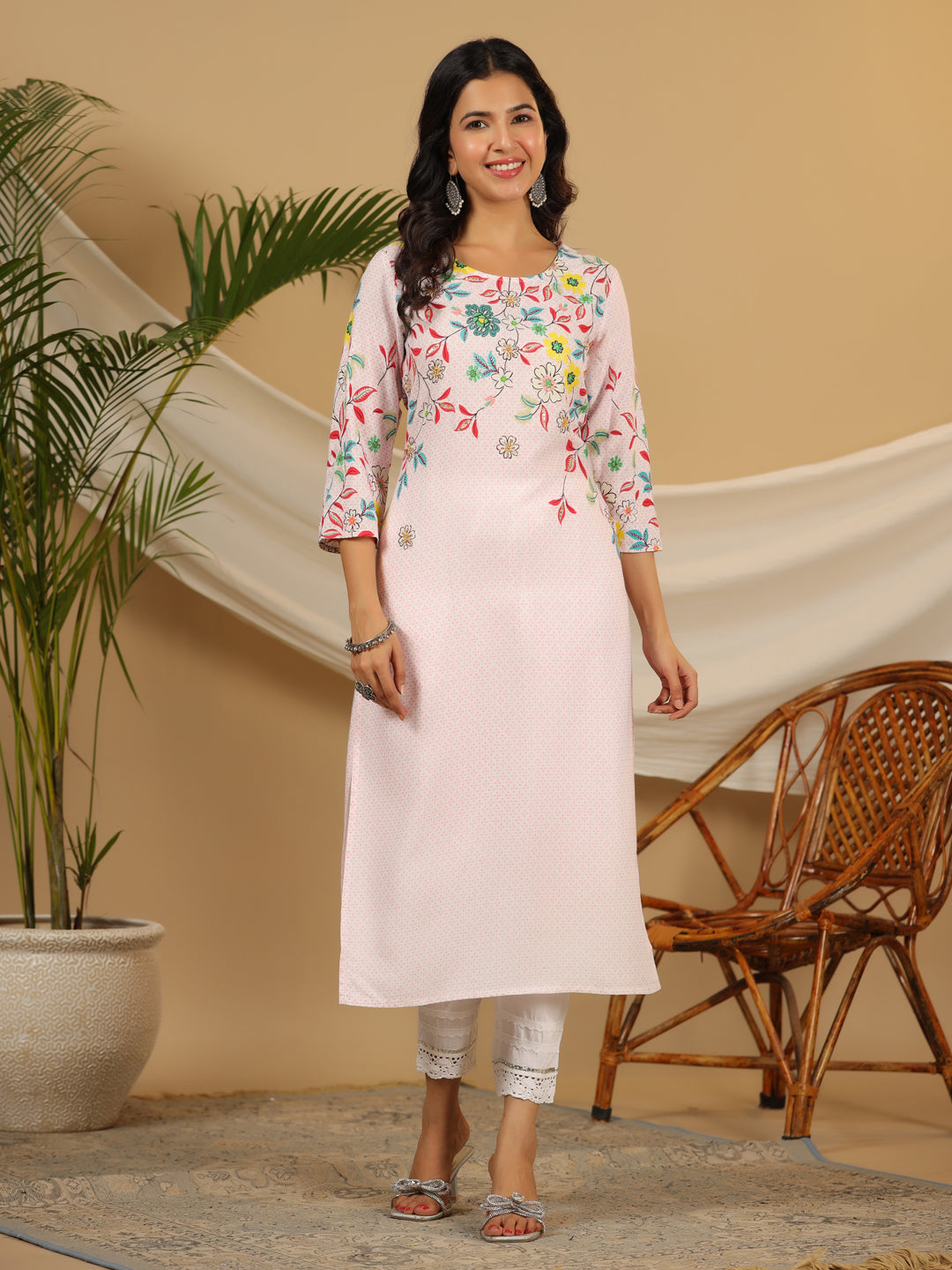 Rosa Pink Mosaic Printed Kurta & Pant Set main image 1