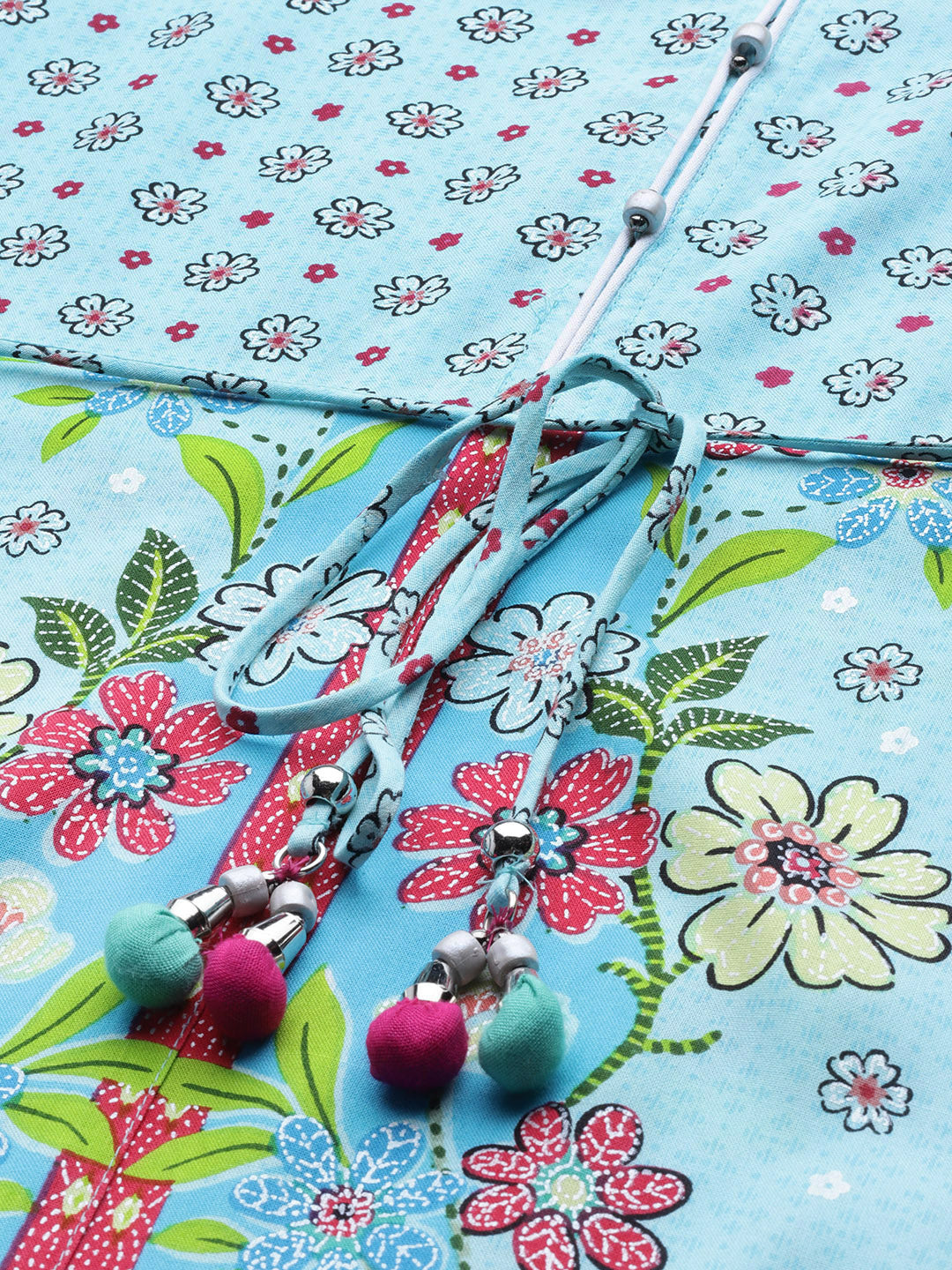 Juniper Skyblue LIVA Rayon Printed A-Line Kurta - Juniper Fashion