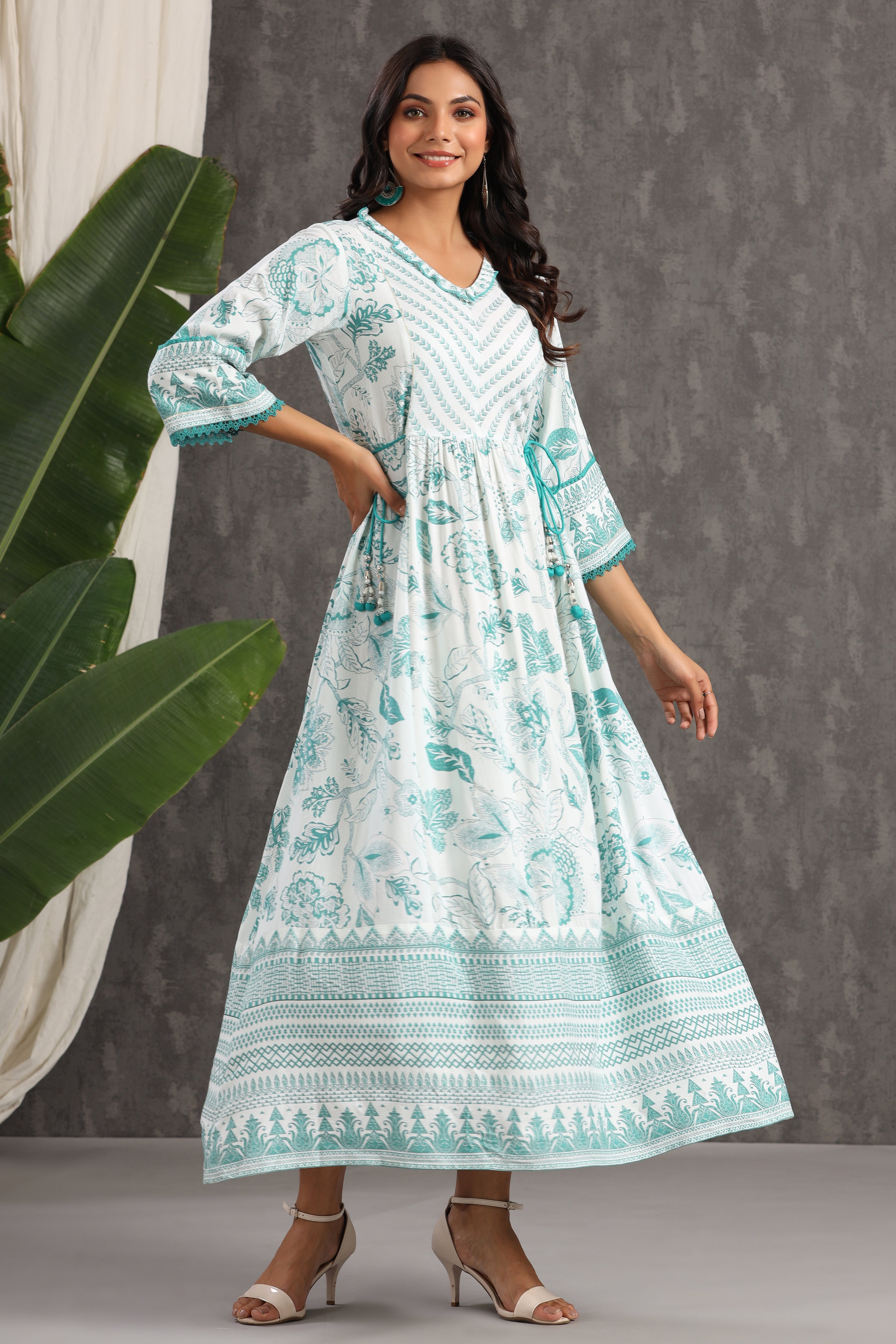 Juniper Teal Rayon Floral Printed Tiered Maxi Dress - Juniper Fashion