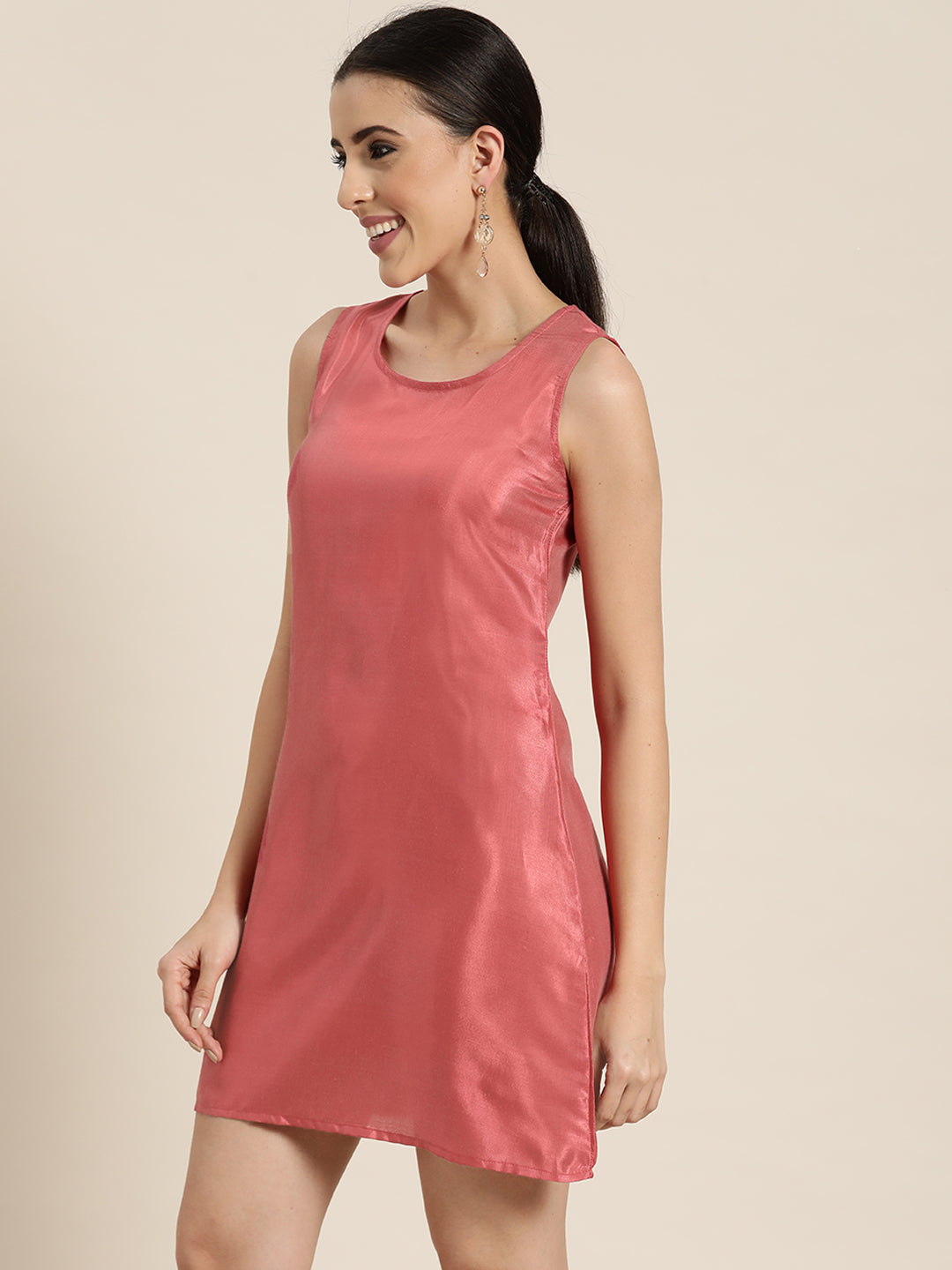 Juniper Pink Polka Dot Printed Chiffon Short Dress