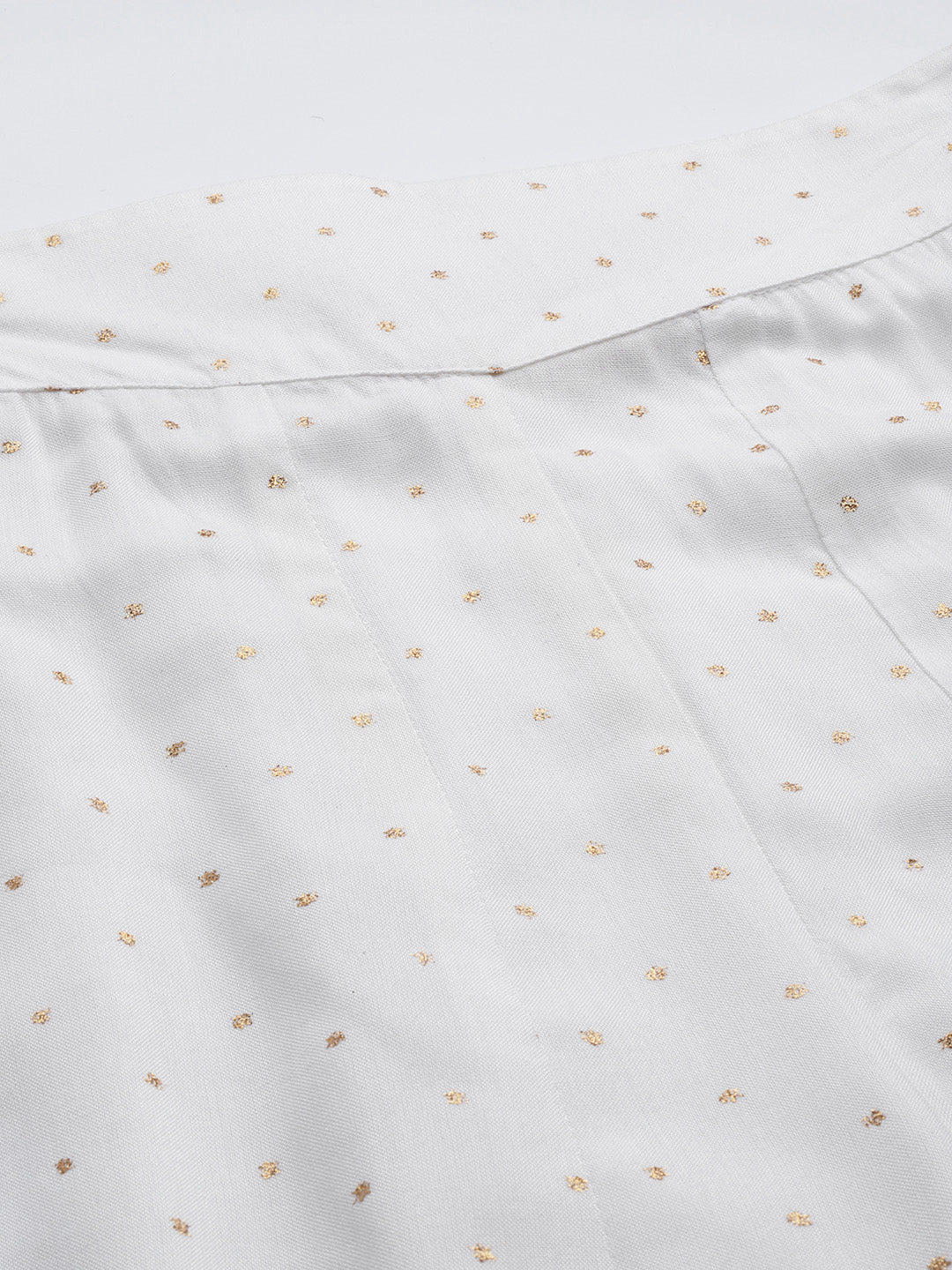 Juniper Off-White Polka Dot Printed Rayon Flared Palazzo
