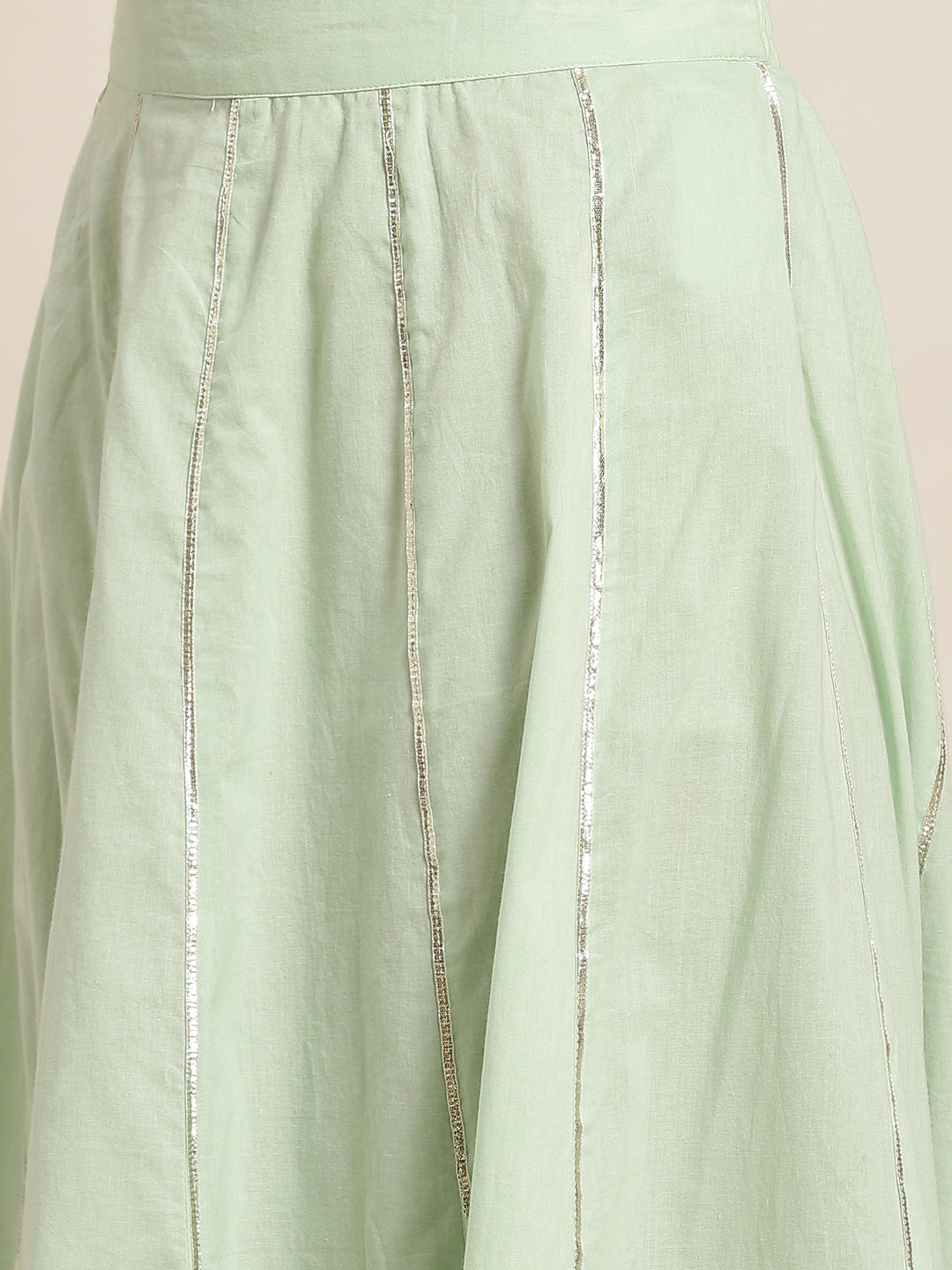 Juniper Women`s Pistagreen Cambric Embroidered Peplum Kurta Sets