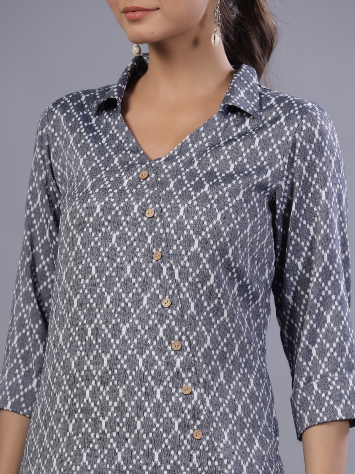 Juniper Women Blue Rayon Printed Asymmetric Kurta