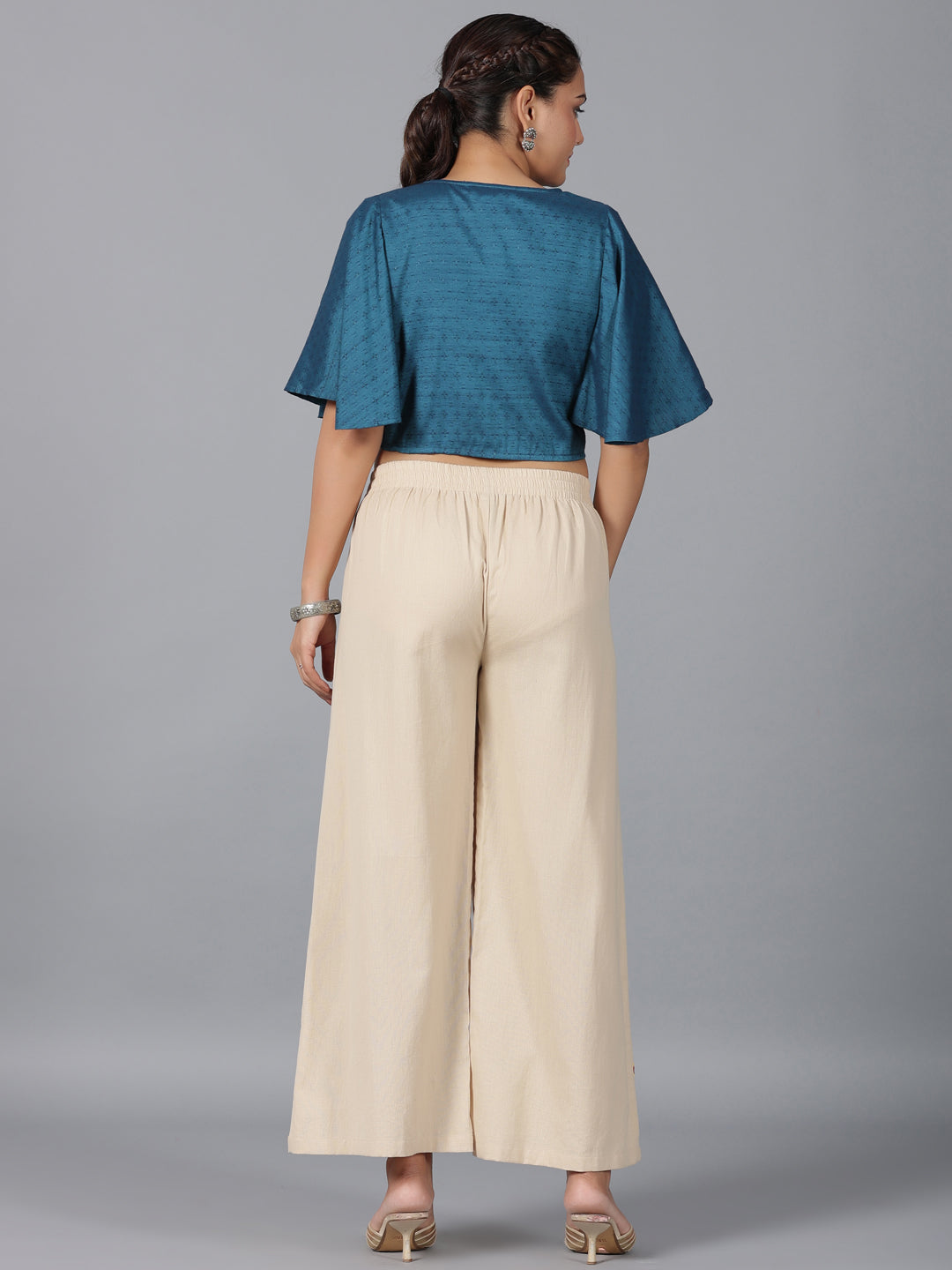 Juniper Women Blue Rayon Embroidered Co-ord Set