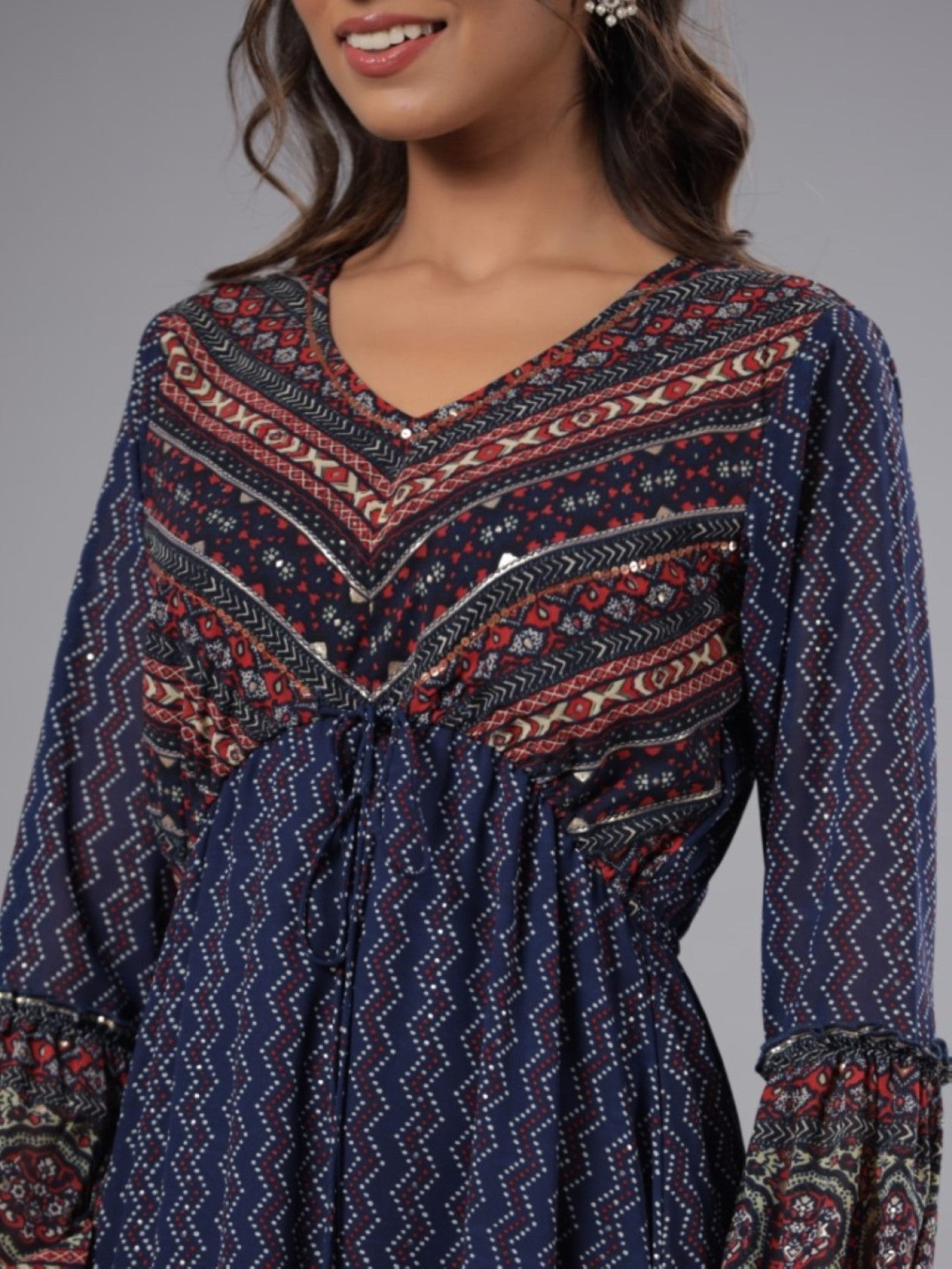 Juniper Women Navy Blue Georgette Printed Midi Dress