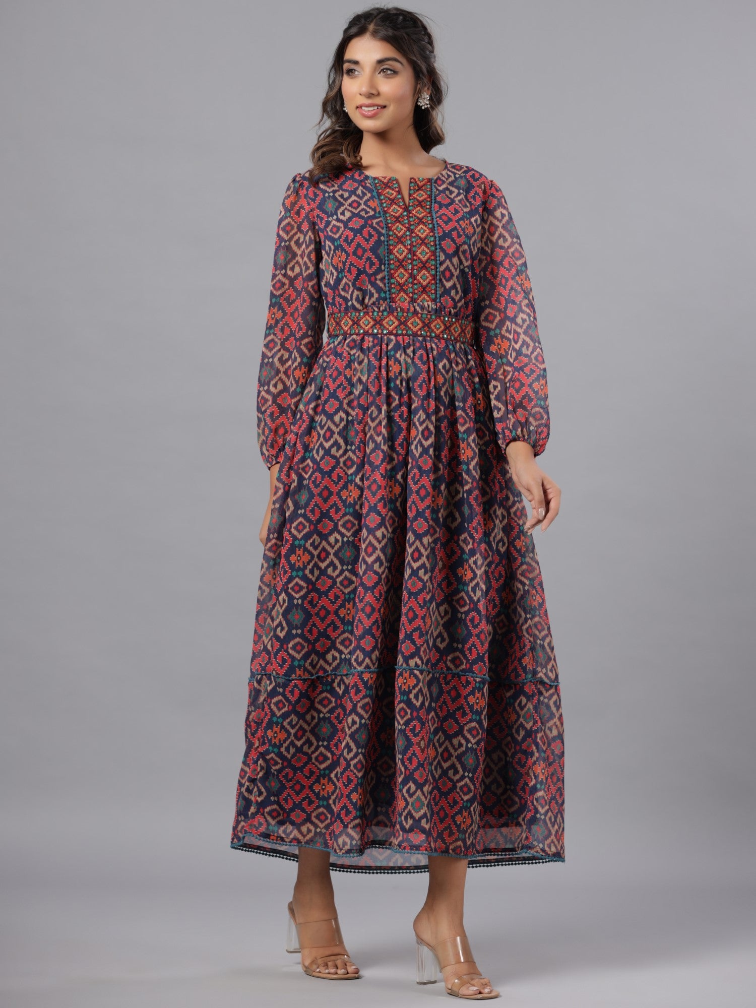 Juniper Women Multi Coloured Chiffon Printed Maxi Dress