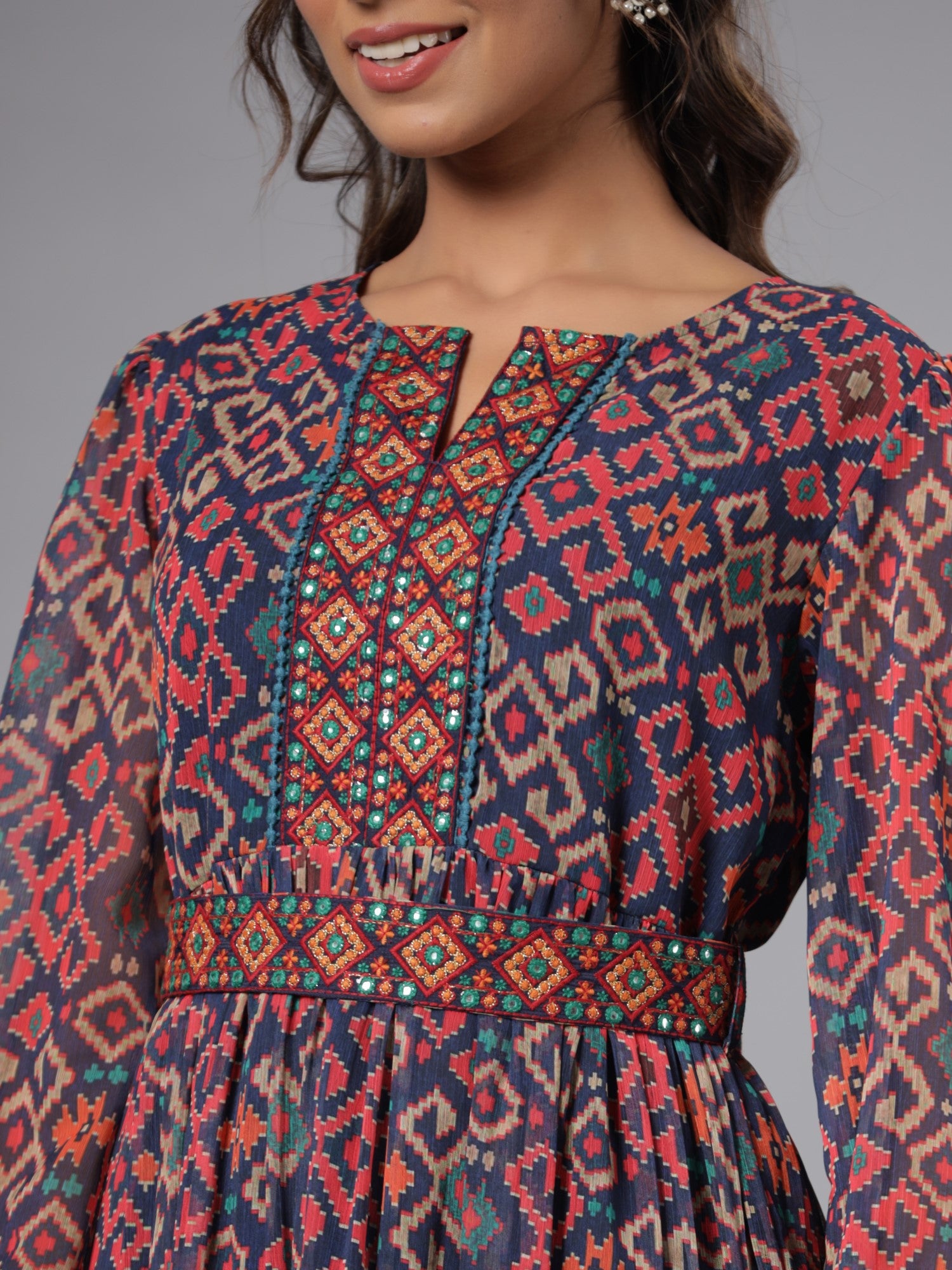 Juniper Women Multi Coloured Chiffon Printed Maxi Dress