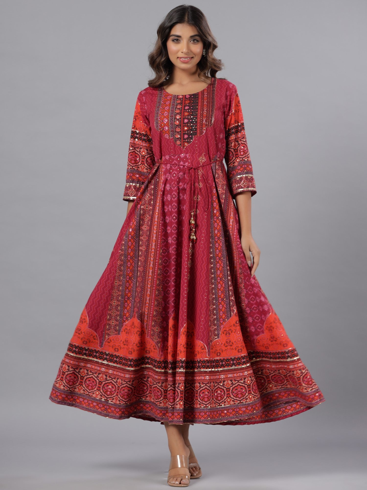 Juniper Women Plum Silk Printed Maxi Dress