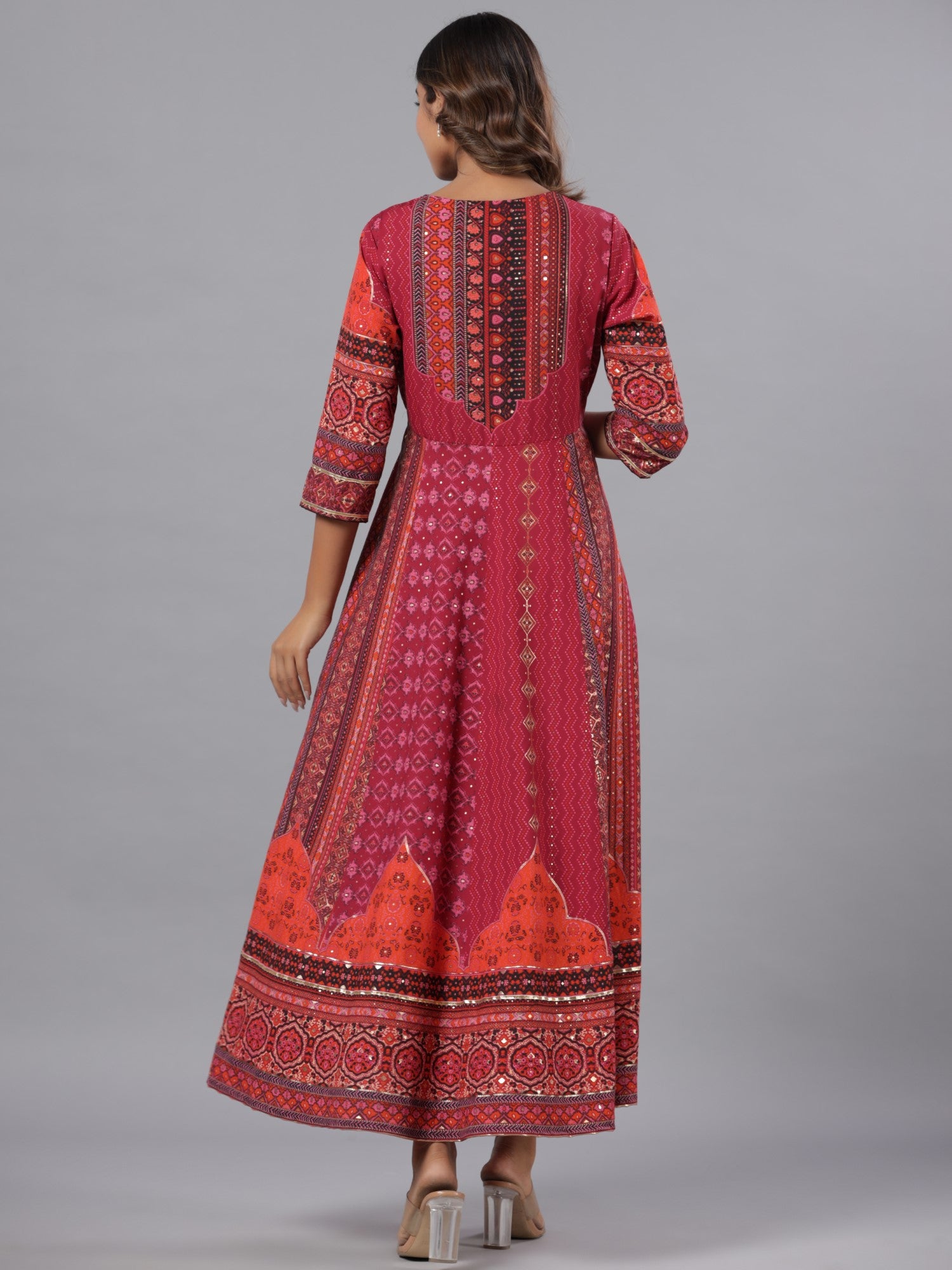 Juniper Women Plum Silk Printed Maxi Dress