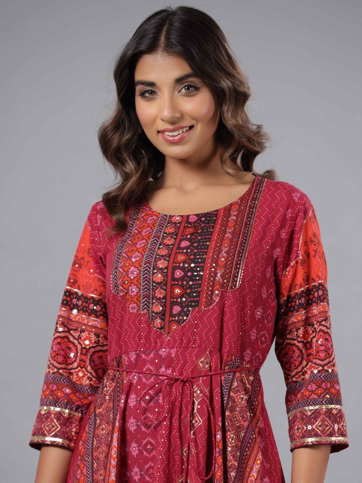 Juniper Women Plum Silk Printed Maxi Dress