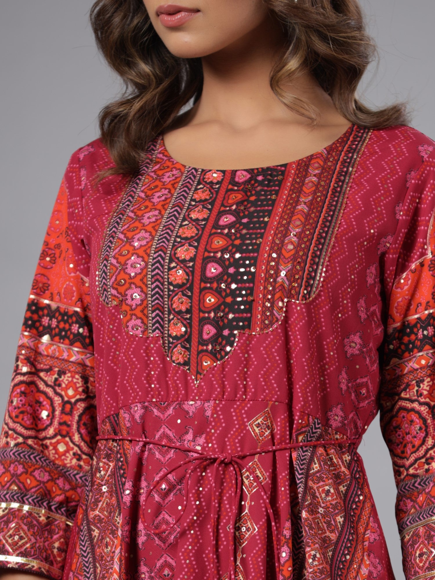 Juniper Women Plum Silk Printed Maxi Dress