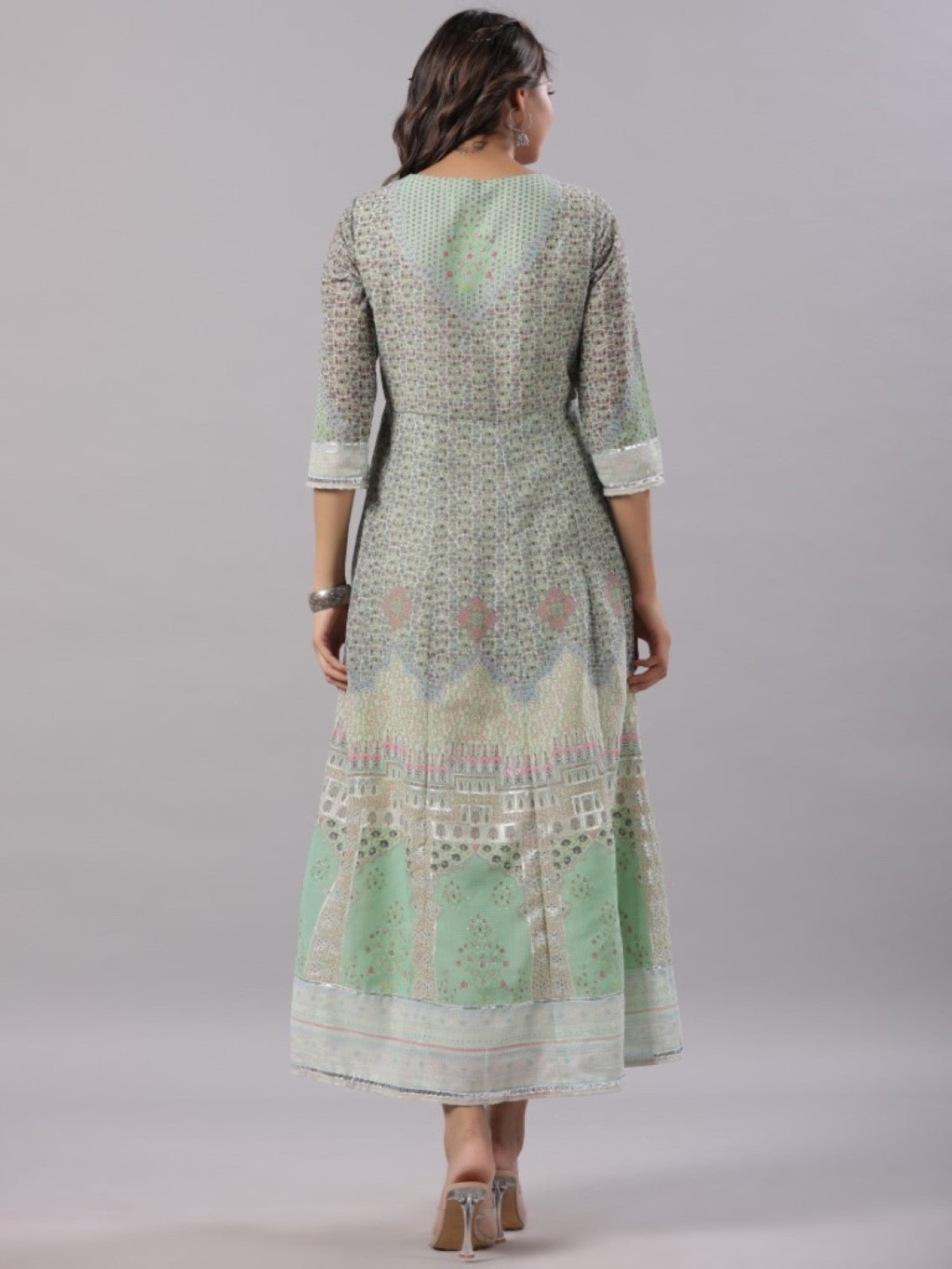 Juniper Women Green Georgette Printed Maxi Dress
