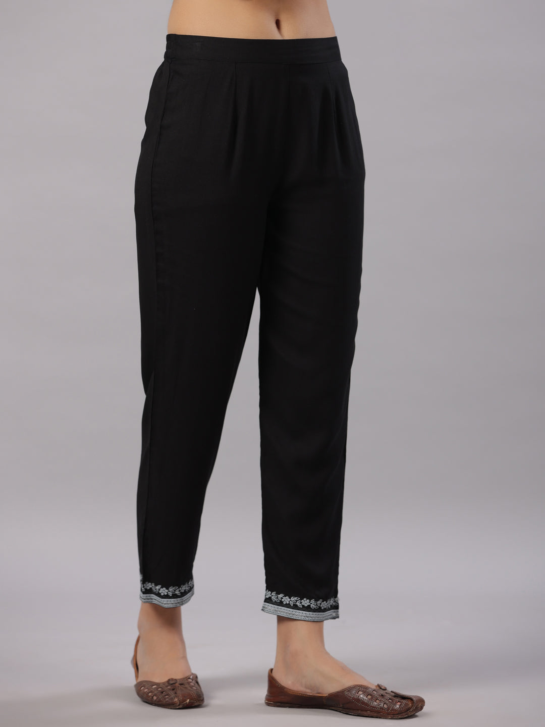 Juniper Women Black LIVA Kalamkari Printed Kurta, Pants and Dupatta Set