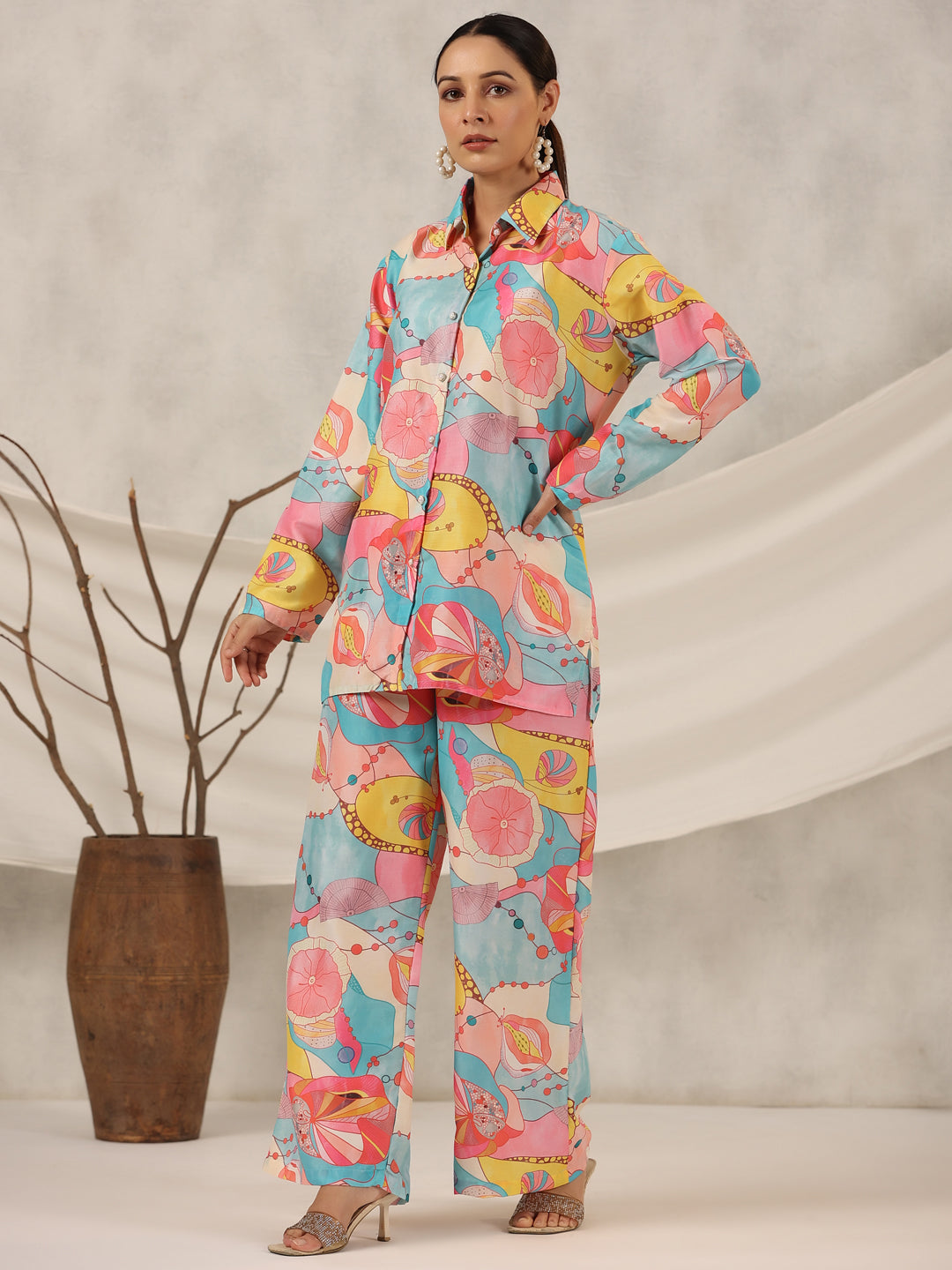 Juniper Women Multi-Coloured Muslin Printed Co-ord Set