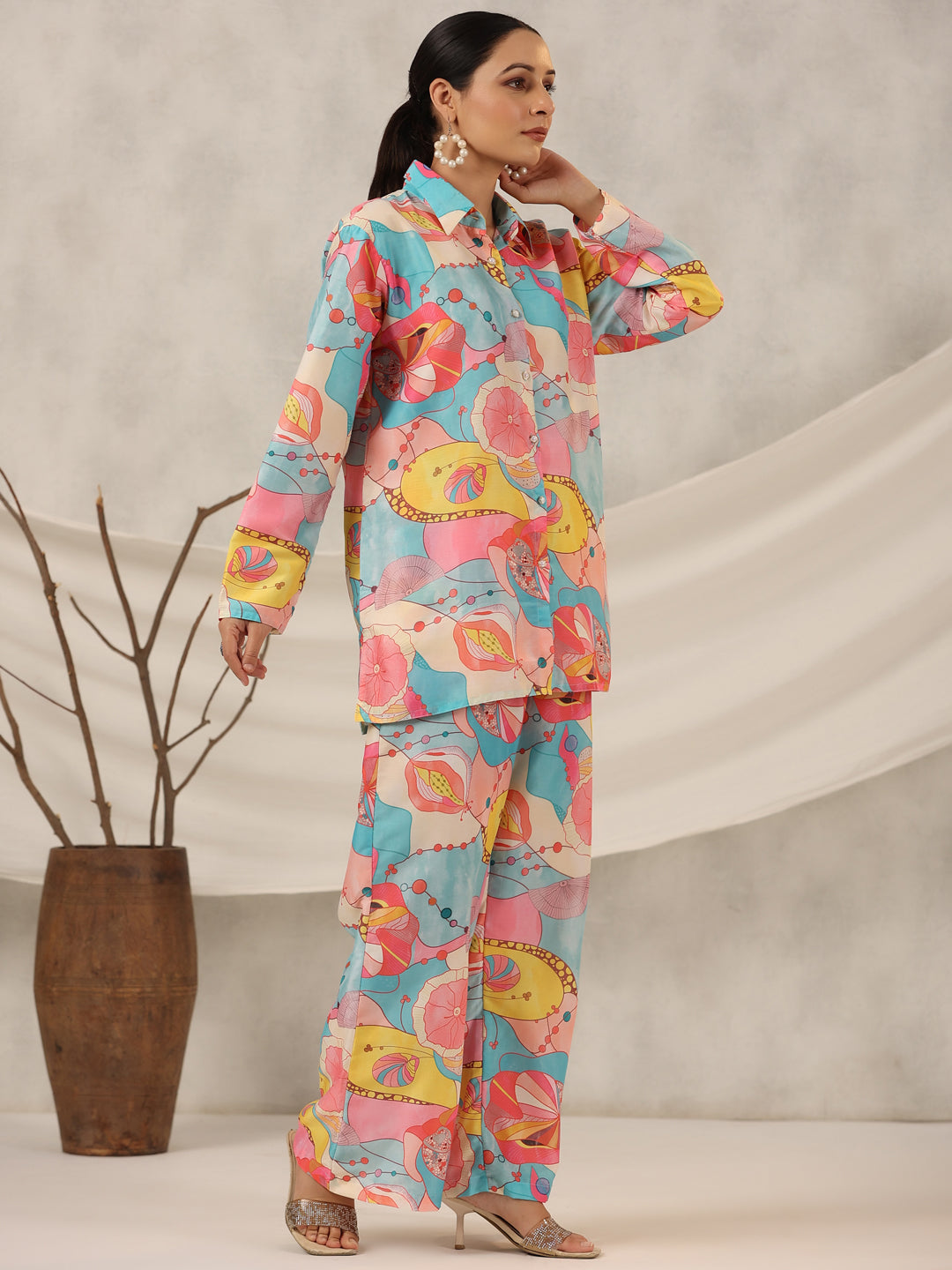 Juniper Women Multi-Coloured Muslin Printed Co-ord Set