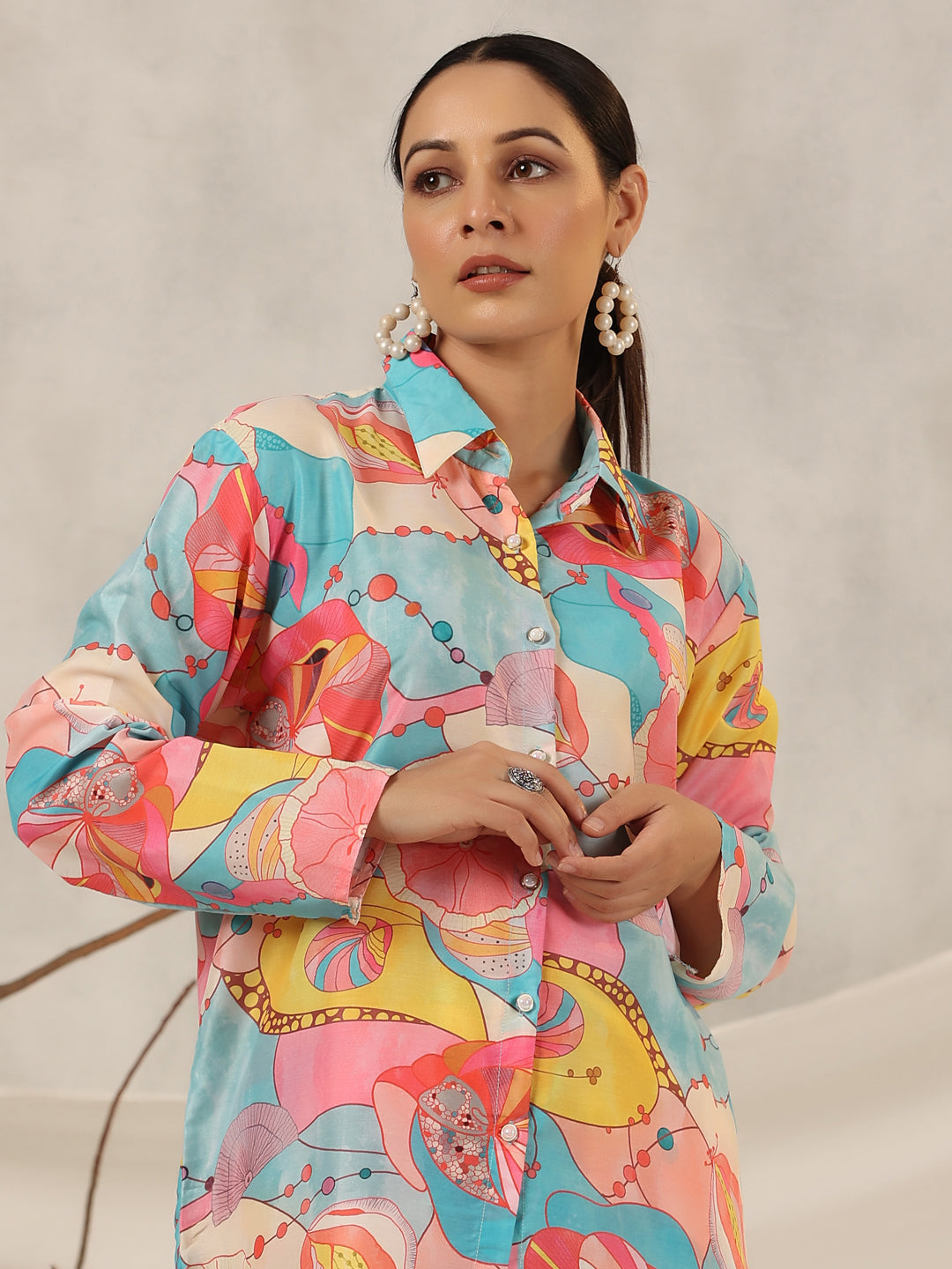 Juniper Women Multi-Coloured Muslin Printed Co-ord Set
