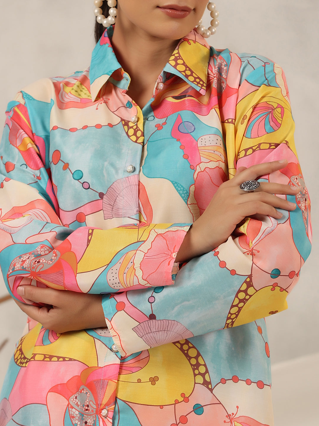 Juniper Women Multi-Coloured Muslin Printed Co-ord Set