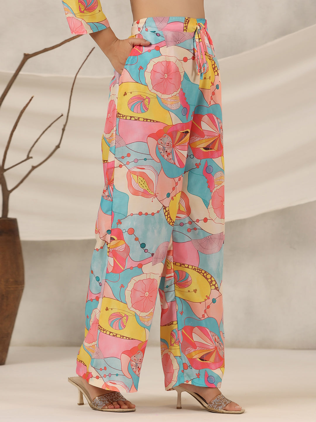Juniper Women Multi-Coloured Muslin Printed Co-ord Set