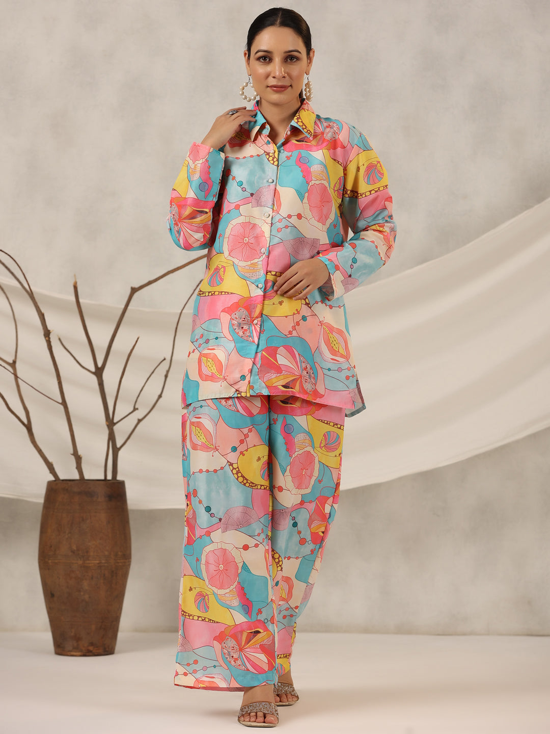 Juniper Women Multi-Coloured Muslin Printed Co-ord Set
