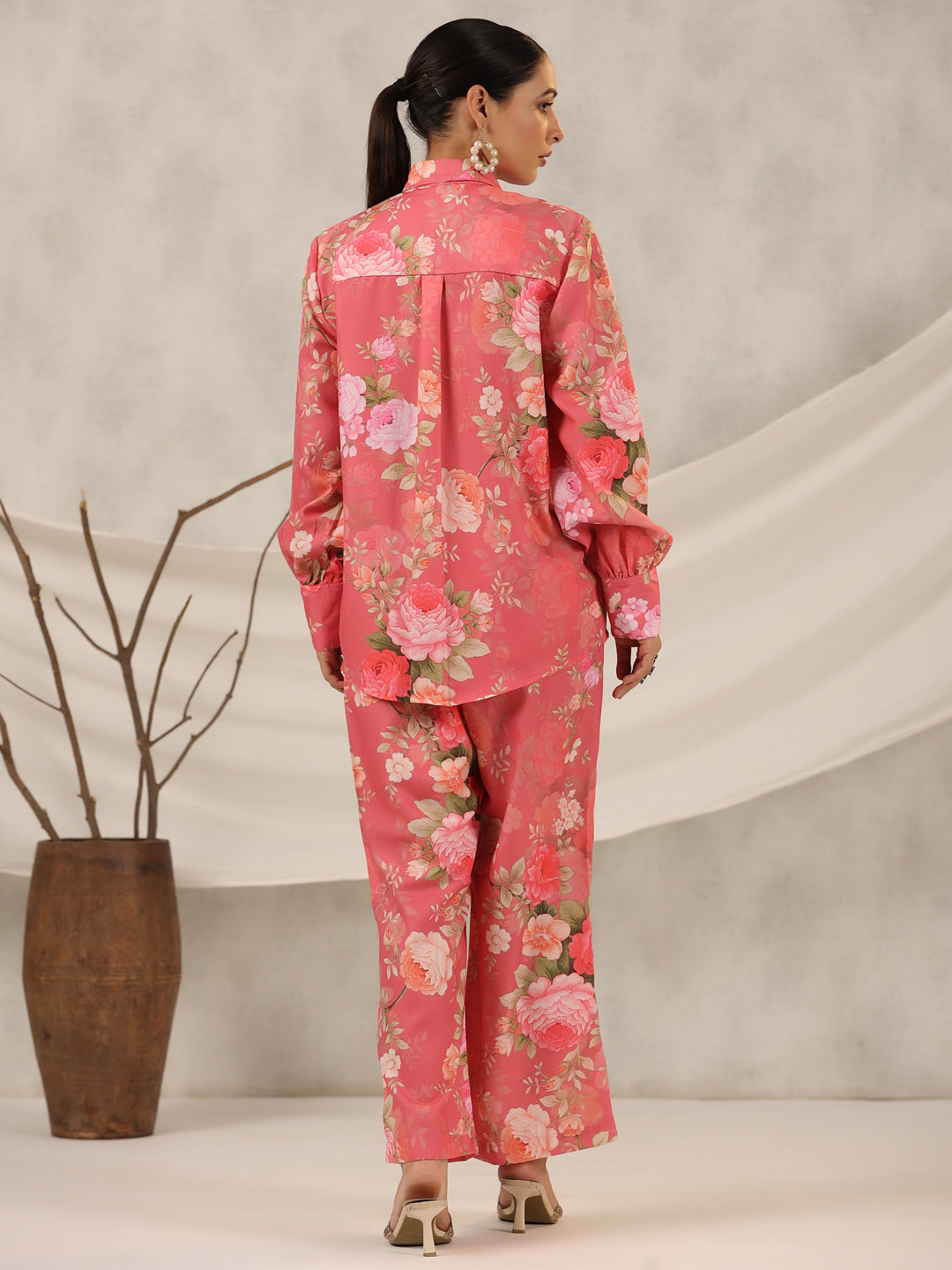Juniper Women Onion Pink Linen Printed Clothing Set