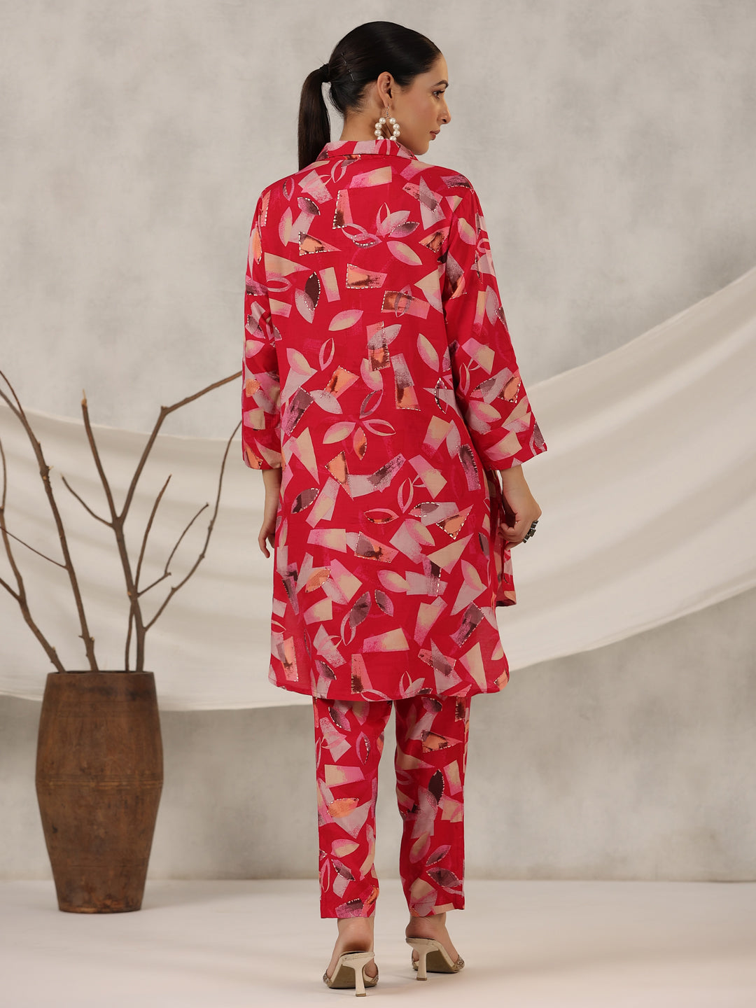 Juniper Women Fuchsia Muslin Printed Clothing Set
