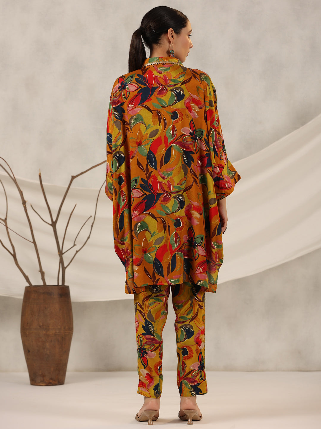 Juniper Women Mustard Muslin Printed Clothing Set
