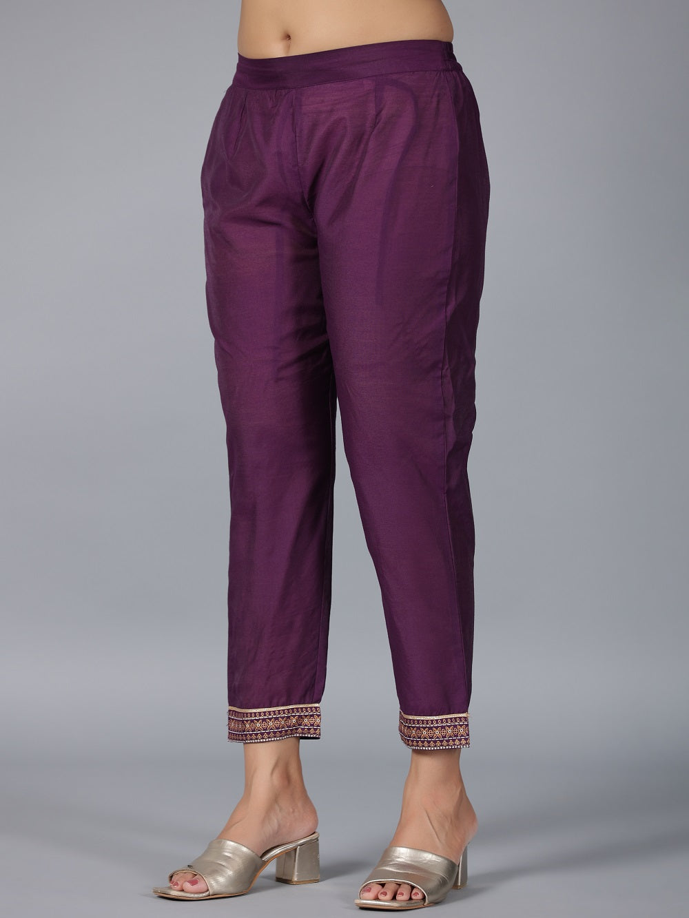 Juniper Women Purple Chanderi Printed Kurta Pants & Dupatta Set