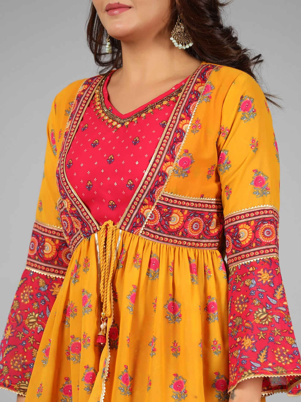 Juniper Women Mustard Georgette Printed Co-ord Set