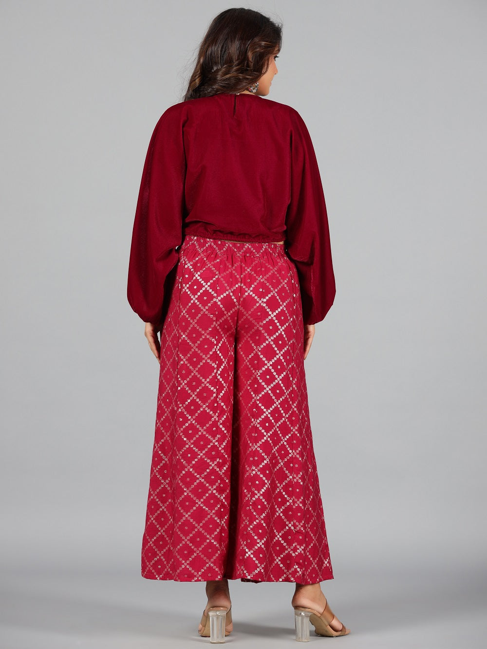 Juniper Women Fuchsia Velvet Embellished Clothing Set