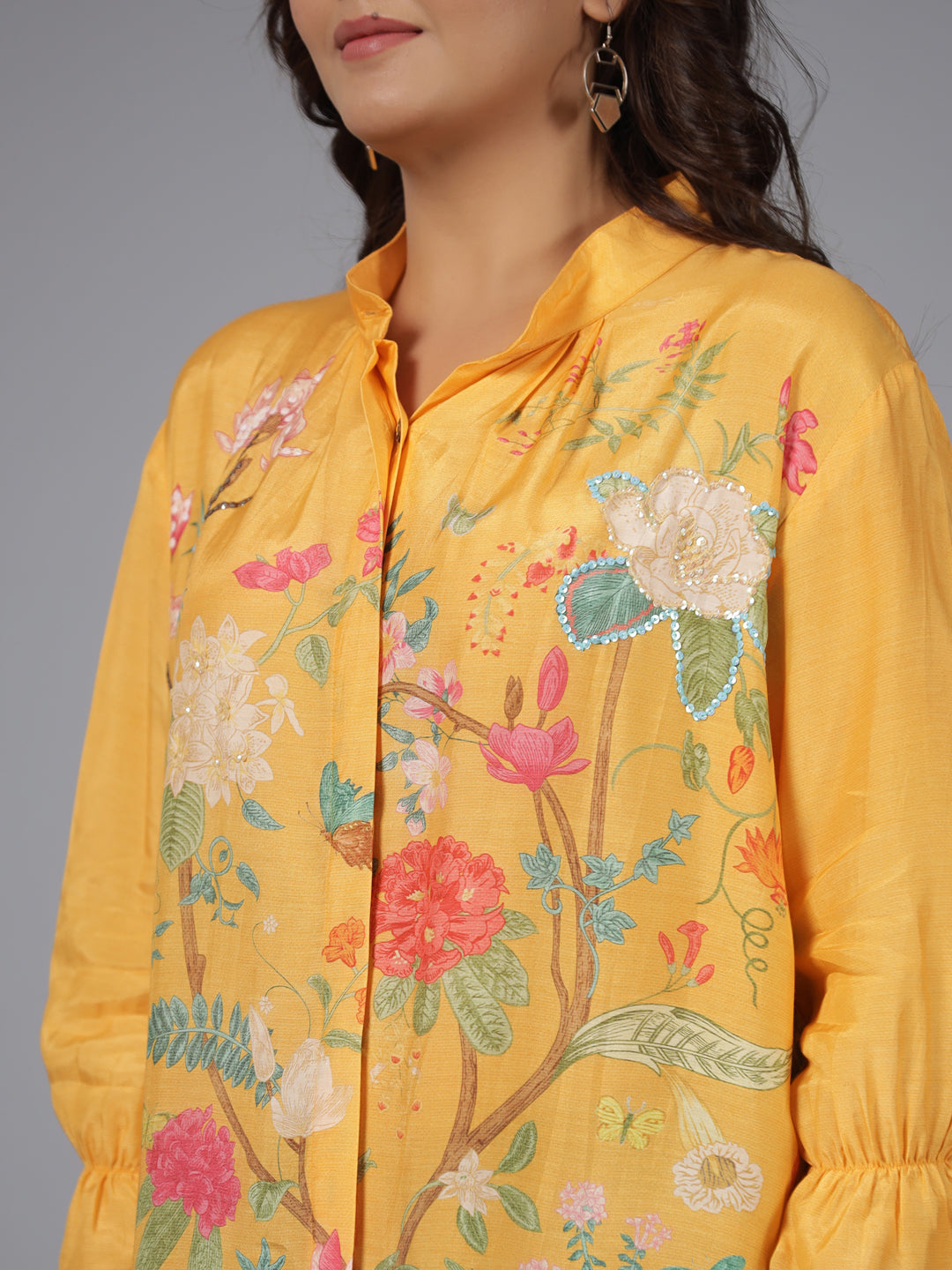 Juniper Women Yellow Muslin Printed Tunic