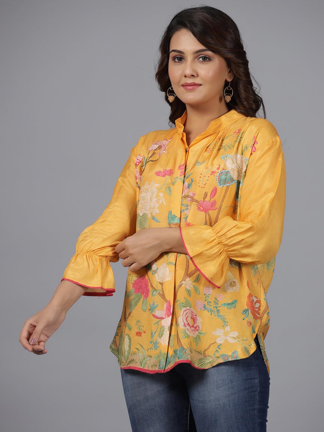 Juniper Women Yellow Muslin Printed Tunic