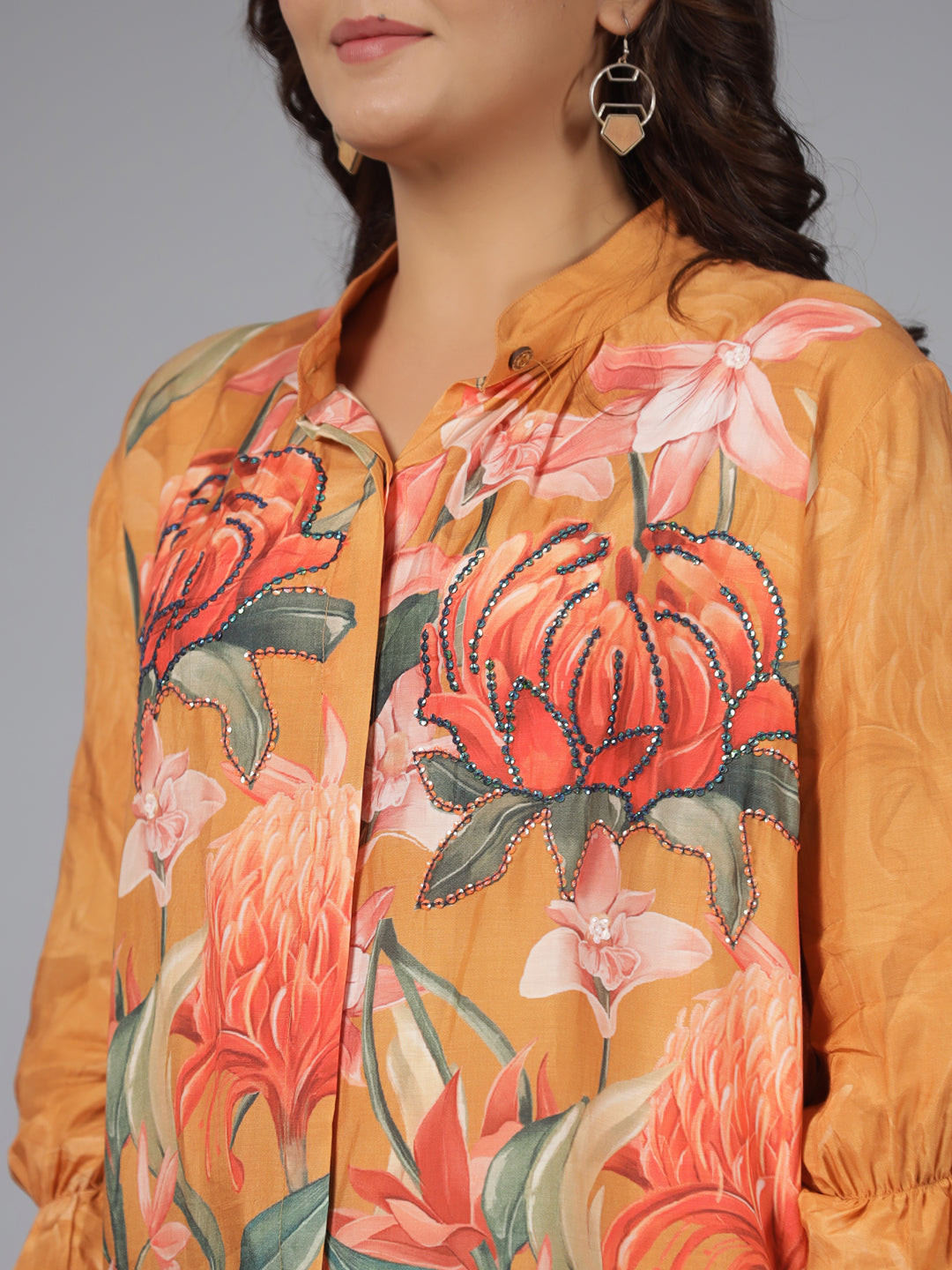 Juniper Women Brown Muslin Printed Tunic