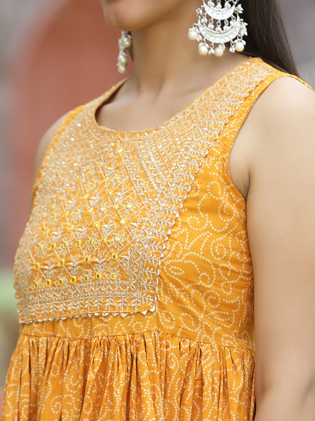 Juniper Women`s Yellow Cotton Embroidered Peplum Kurta Sets