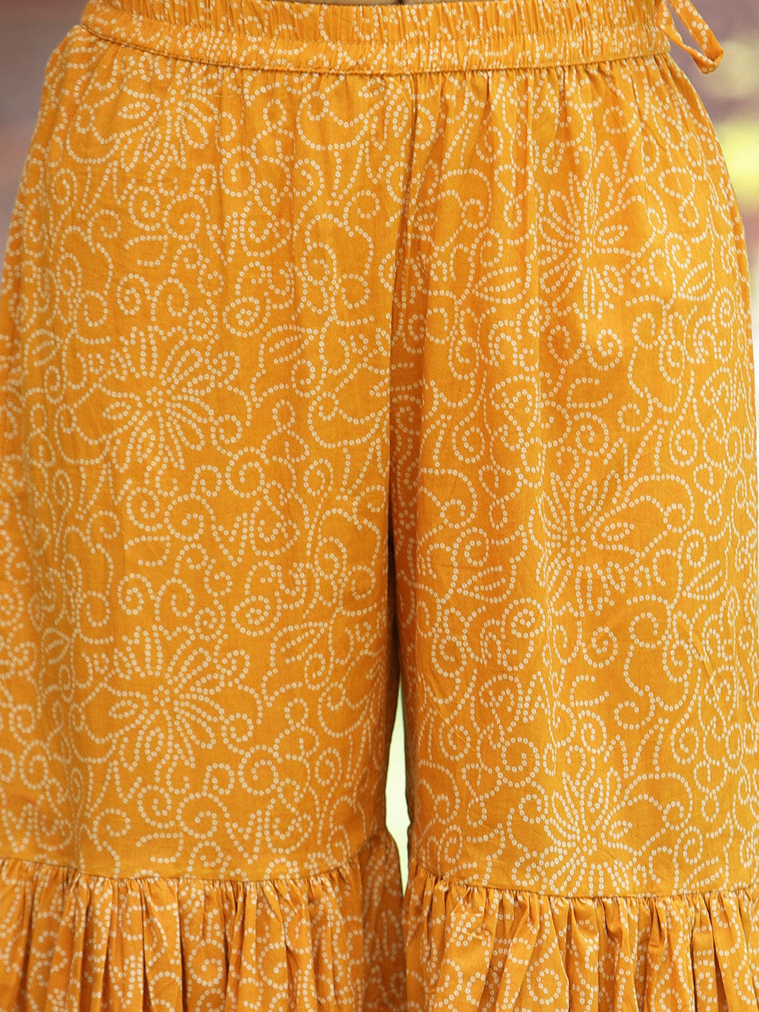 Juniper Women`s Yellow Cotton Embroidered Peplum Kurta Sets