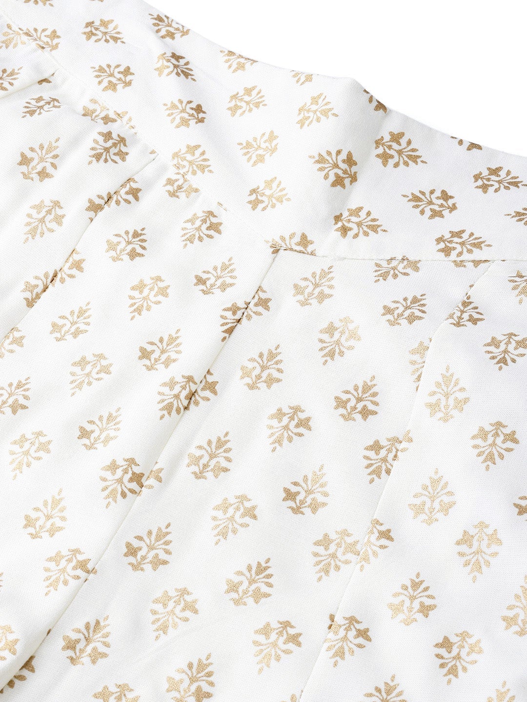 Juniper White Ethnic Motif Printed Rayon Flared Women Palazzo With One Pocket