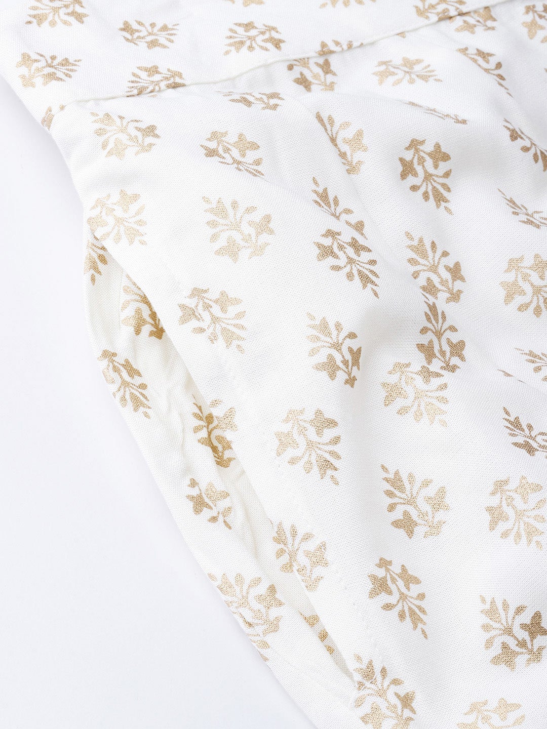 Juniper White Ethnic Motif Printed Rayon Flared Women Palazzo With One Pocket