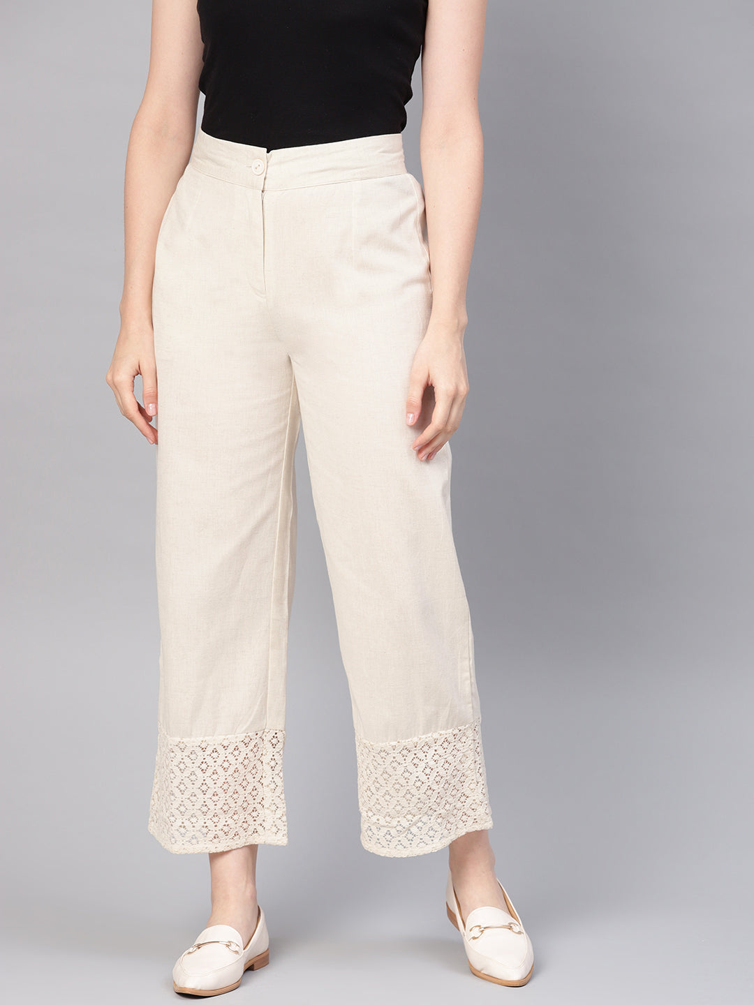 Juniper Natural Cotton Flex Solid Wide Leg Women Palazzo With One Pocket