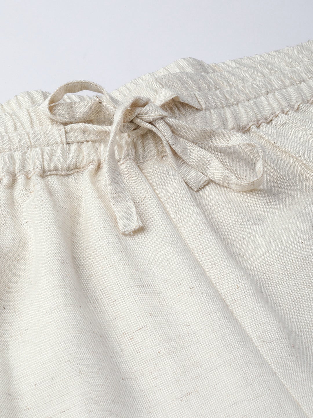 Juniper Off-White Solid Rayon Flex Wide Leg Women Palazzo With Lace & Tassels