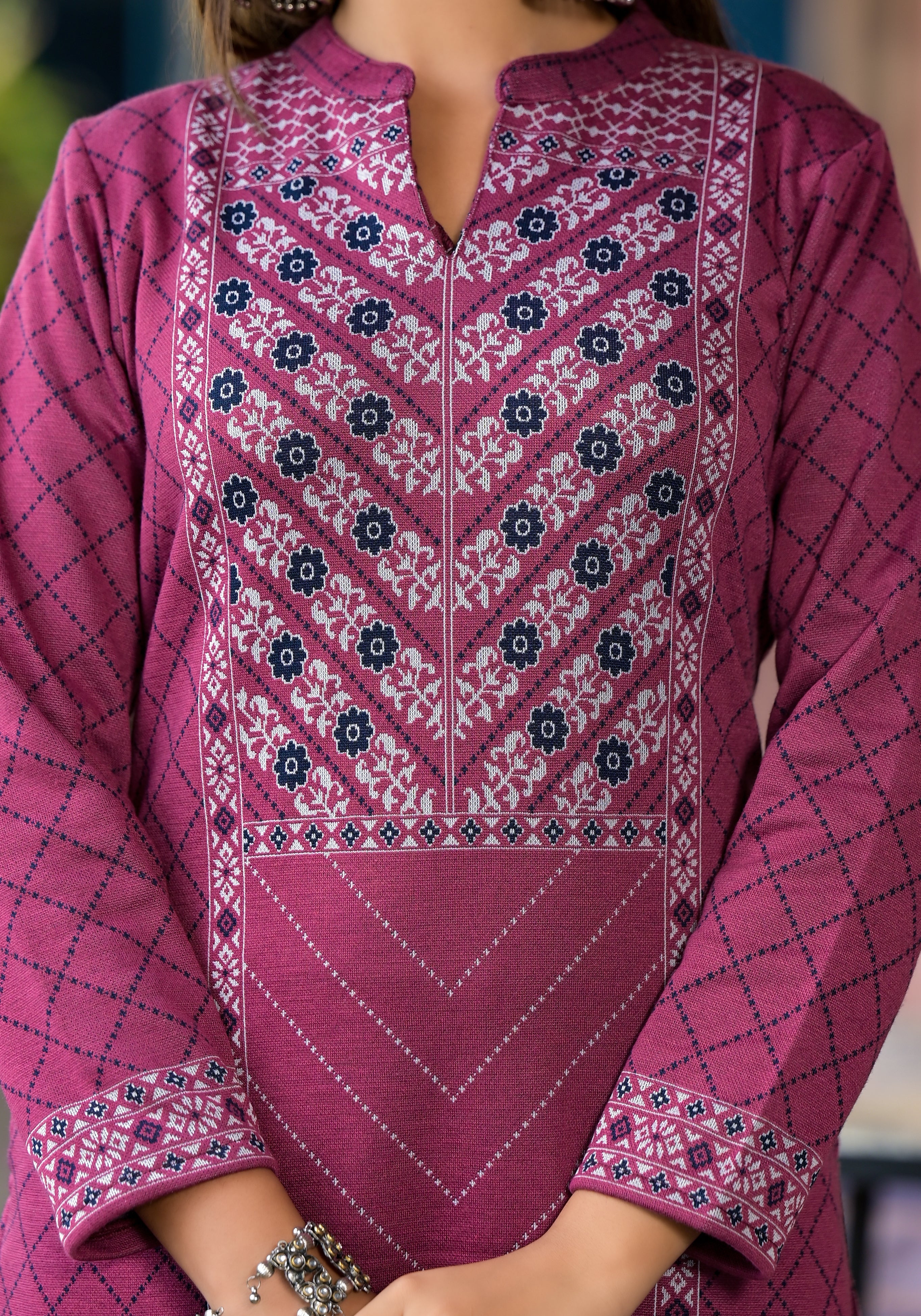 Onion Pink Floral Printed Cotton Kurta