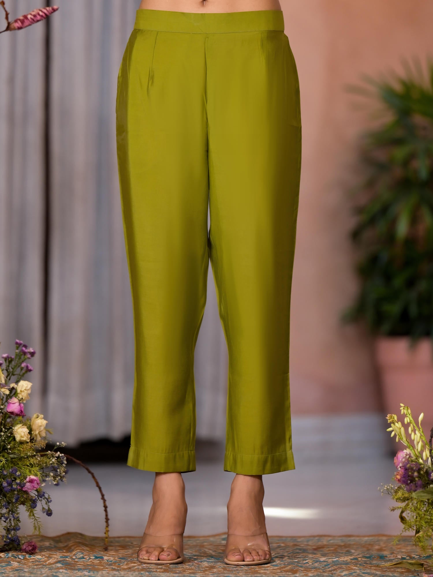 Green Zari & Thread Work Embroidered Viscose Kurta Pant And Dupatta Set