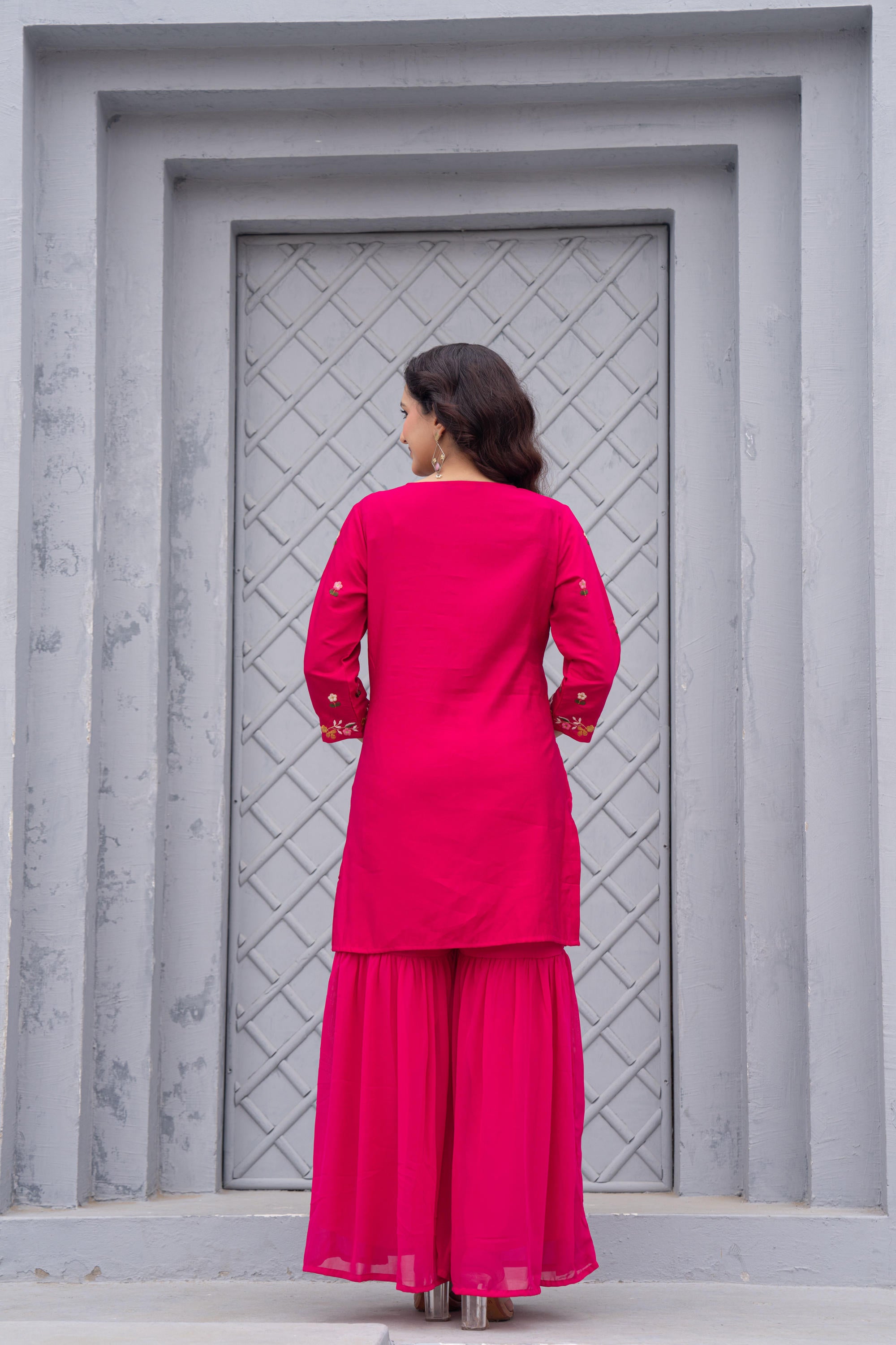 Gulnaar Gulab Embroidered Sharara Set