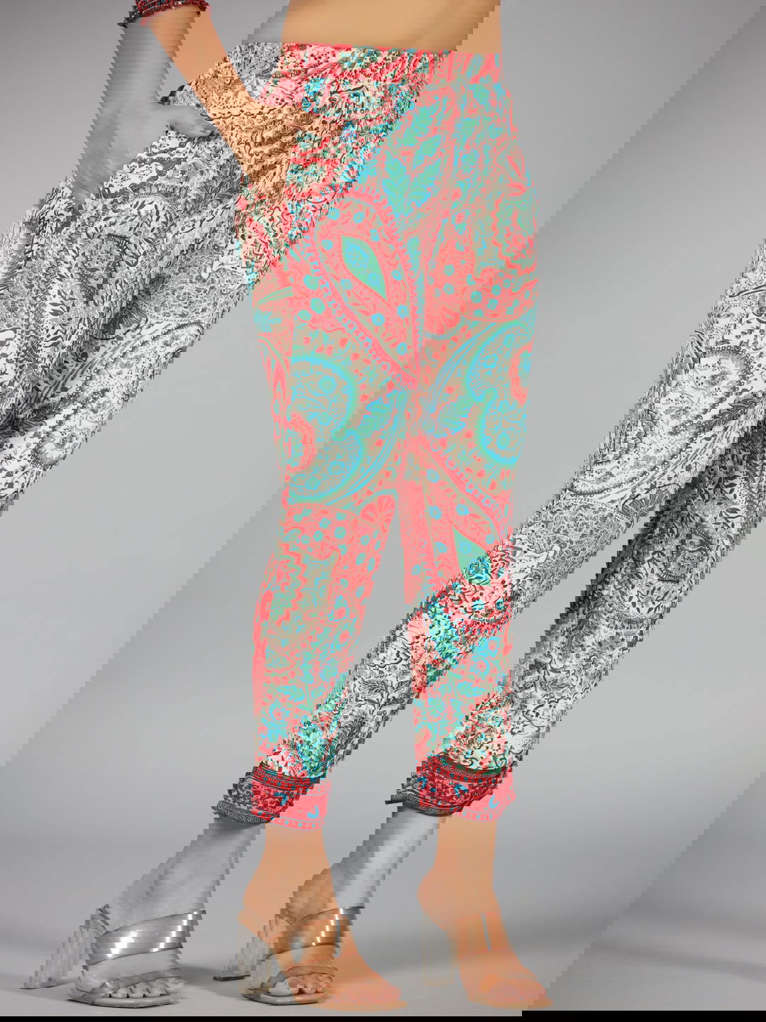 Juniper Beige Ethnic Motif Kasturi Silk Tunic & Pants With Sequins Work